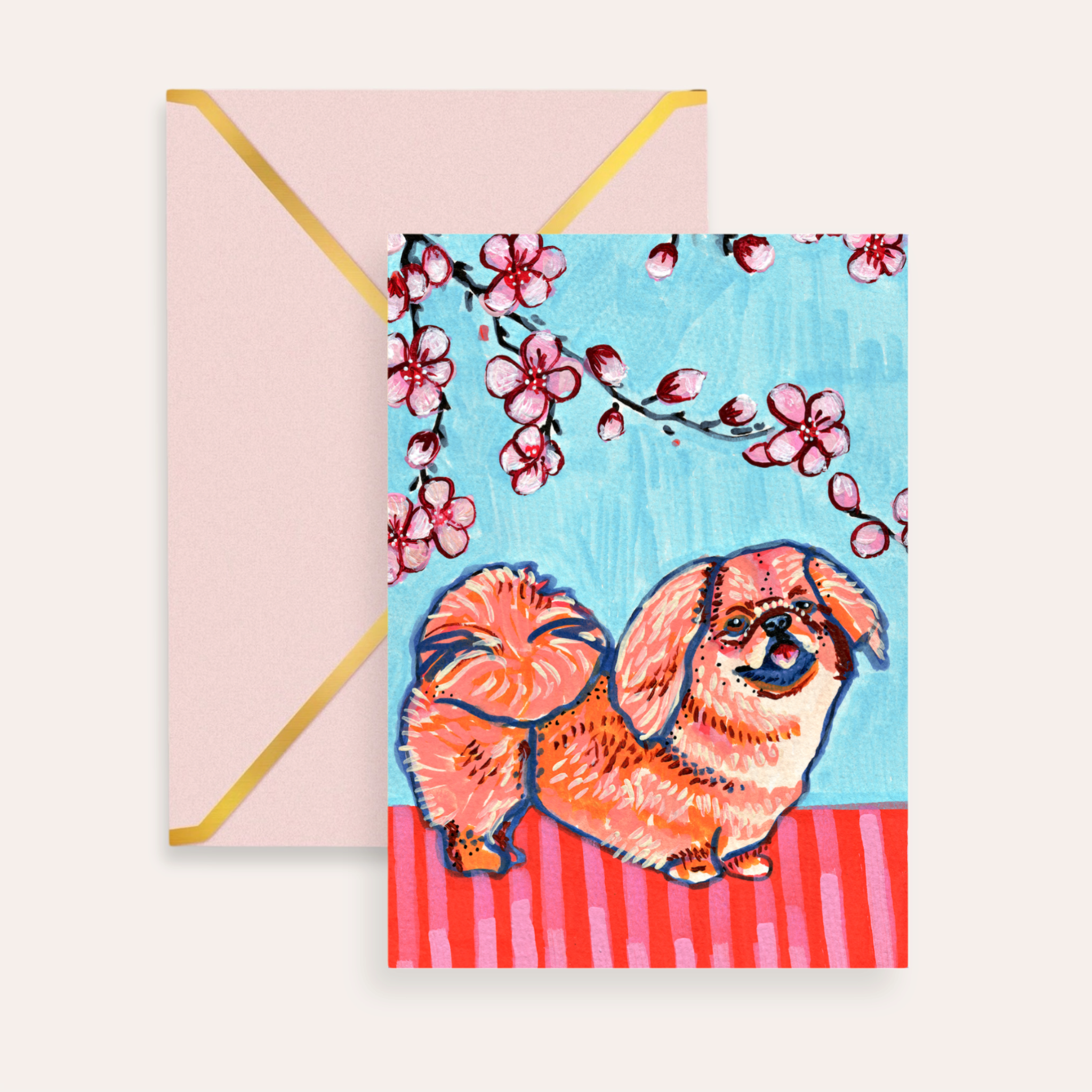 Pekingese Dog Fine Art Greeting Card