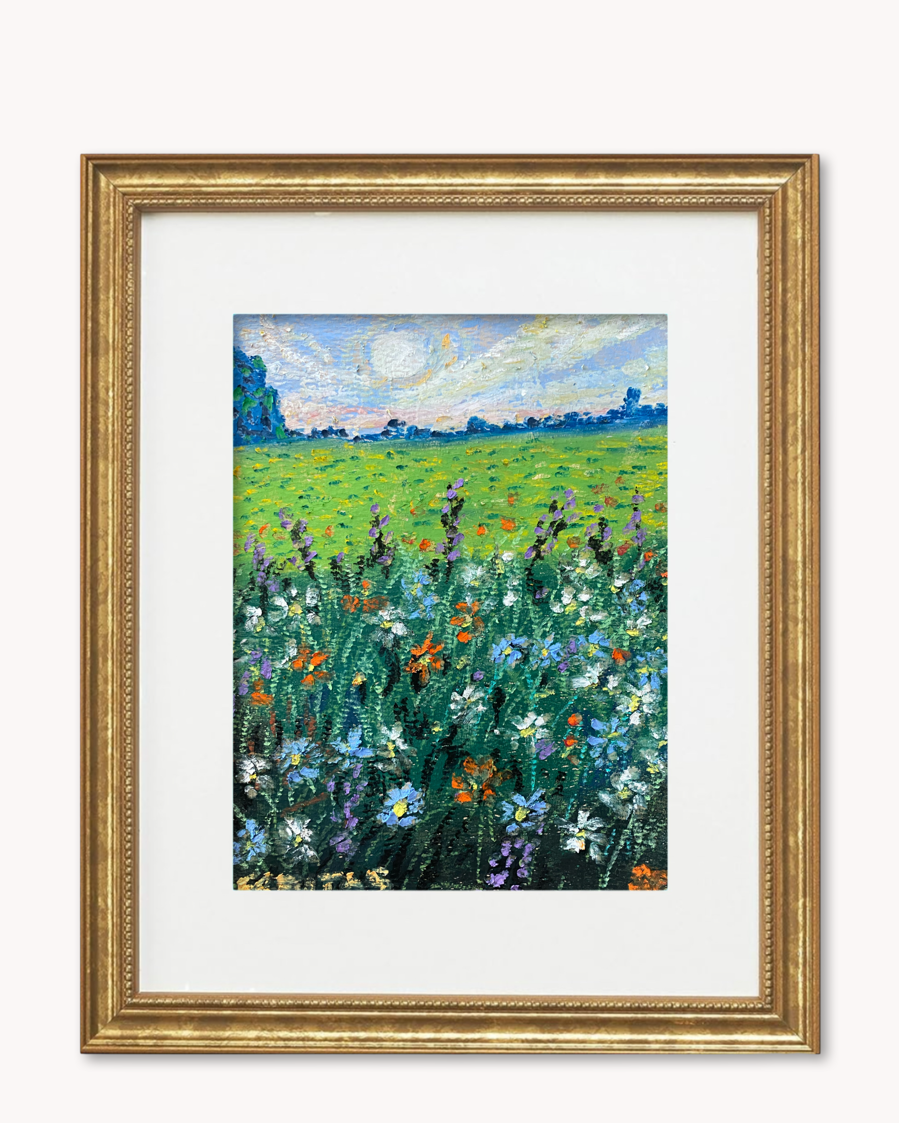 Beyond The Forest ( Framed Original Oil Pastel Art )