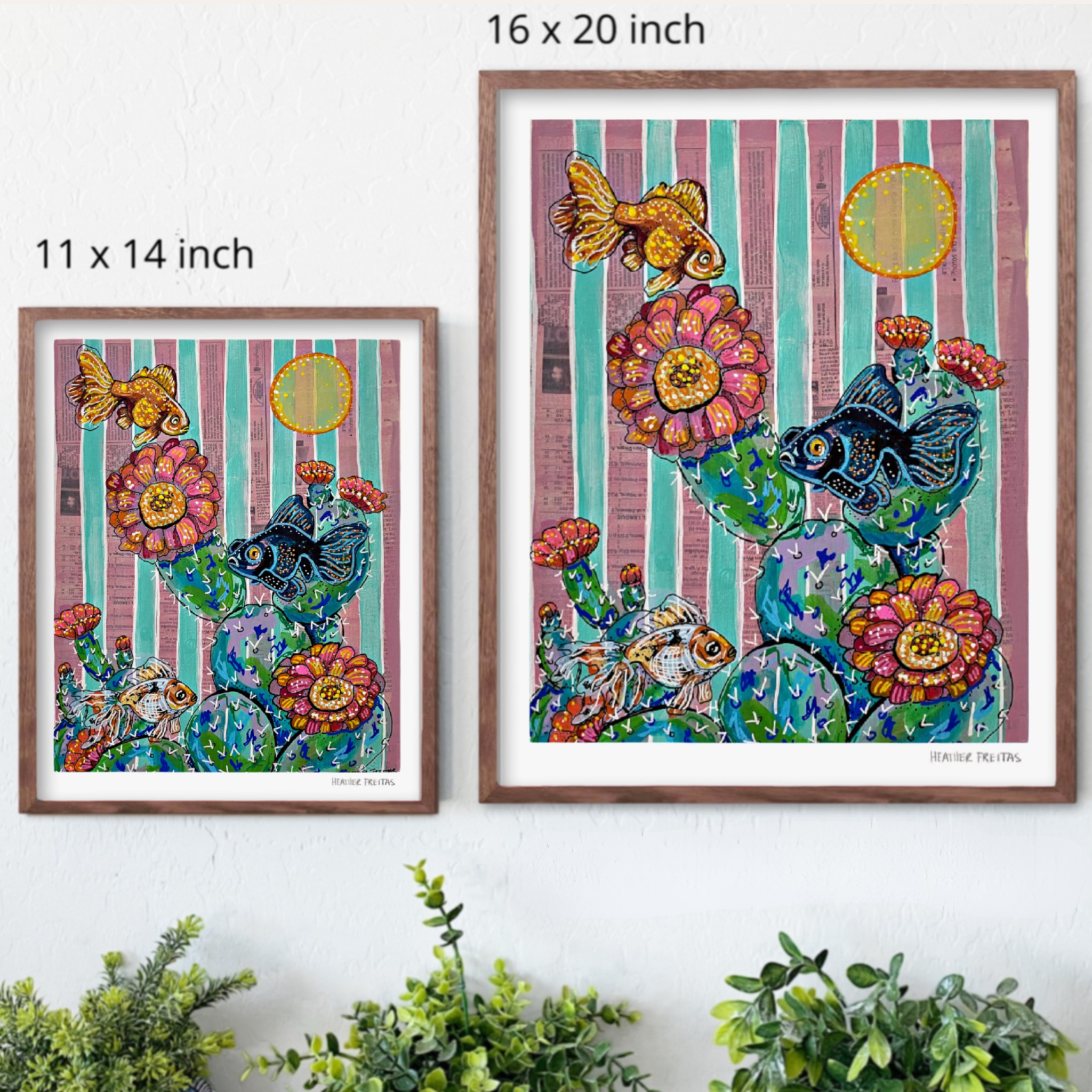 Cactus Goldfish Hand Signed Fine Art Print
