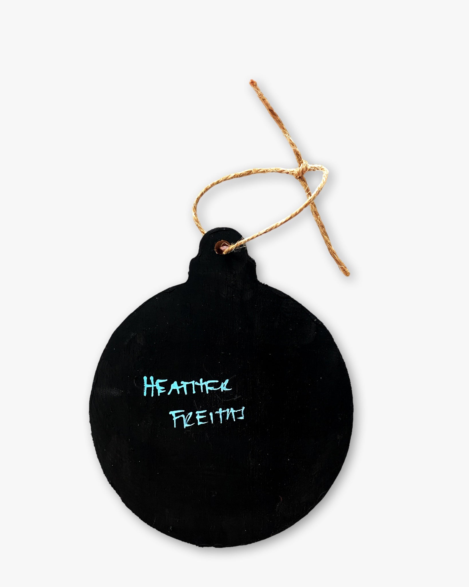 Green Santa Hand Painted Ornament - Heather Freitas - fine art home deccor