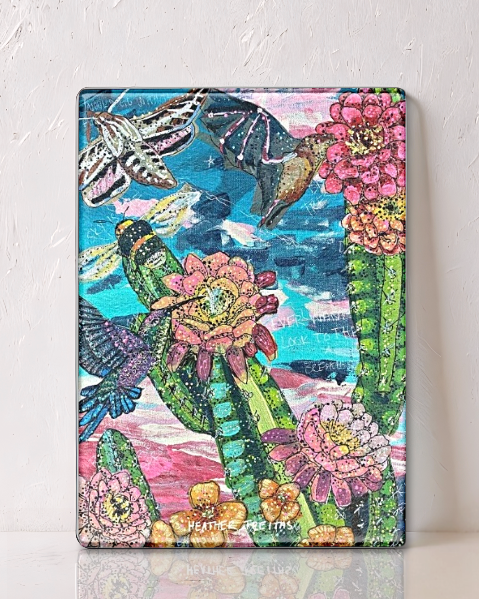 Desert Twilight Pollinators Glass Cutting Board Trivet