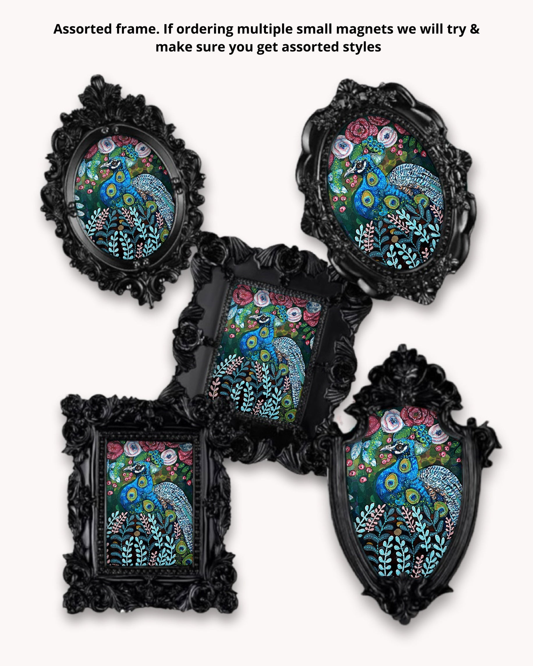Blue Boy Peacock Framed Magnet ( Small )