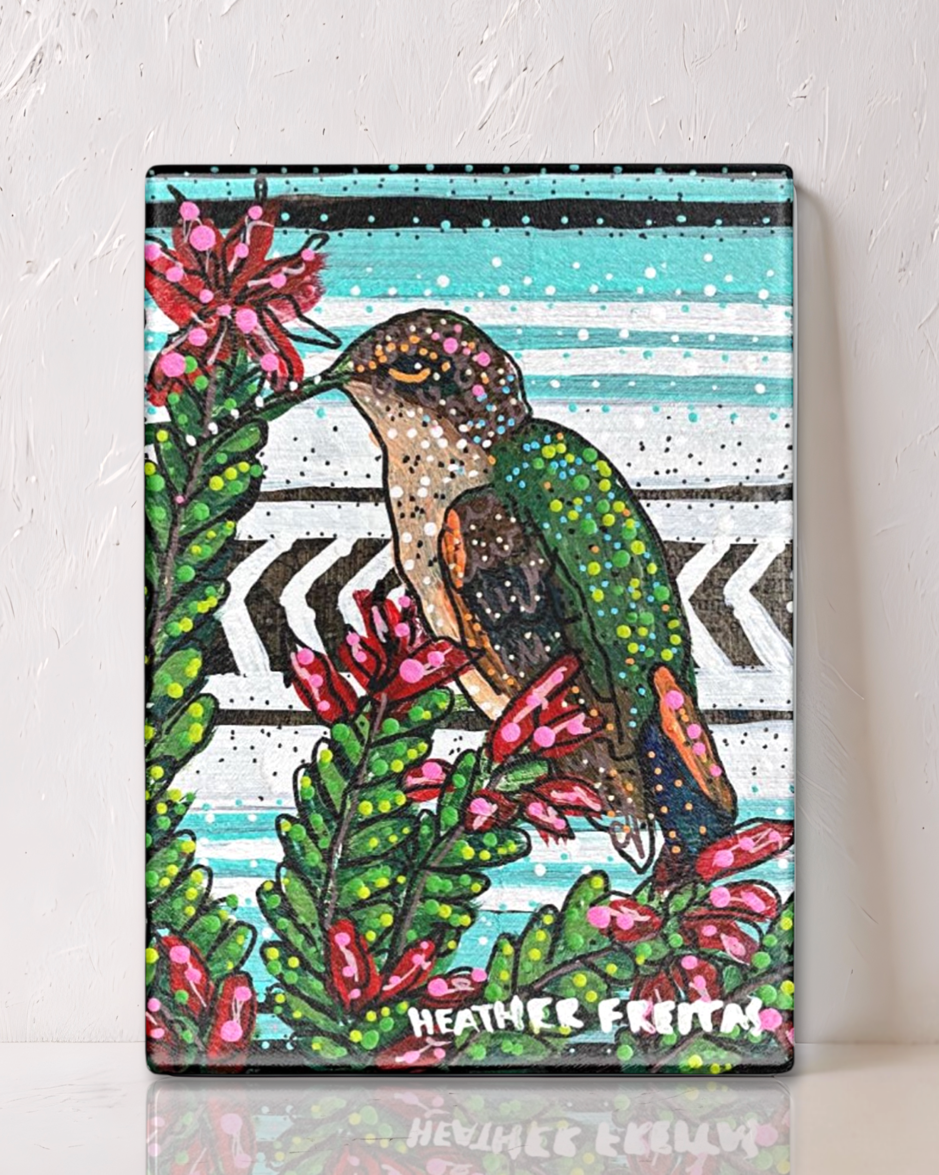 Ocotillo Hummingbird Glass Cutting Board Trivet