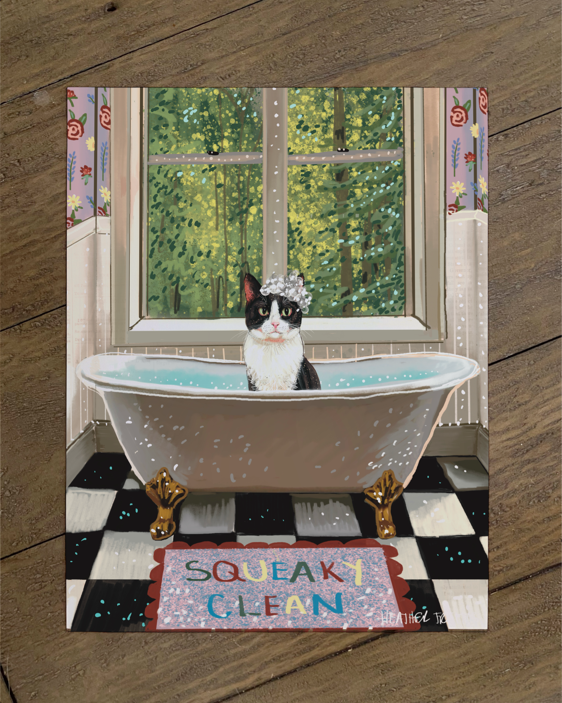 Tuxedo Cat - Build Your Pet Portrait Paper Print