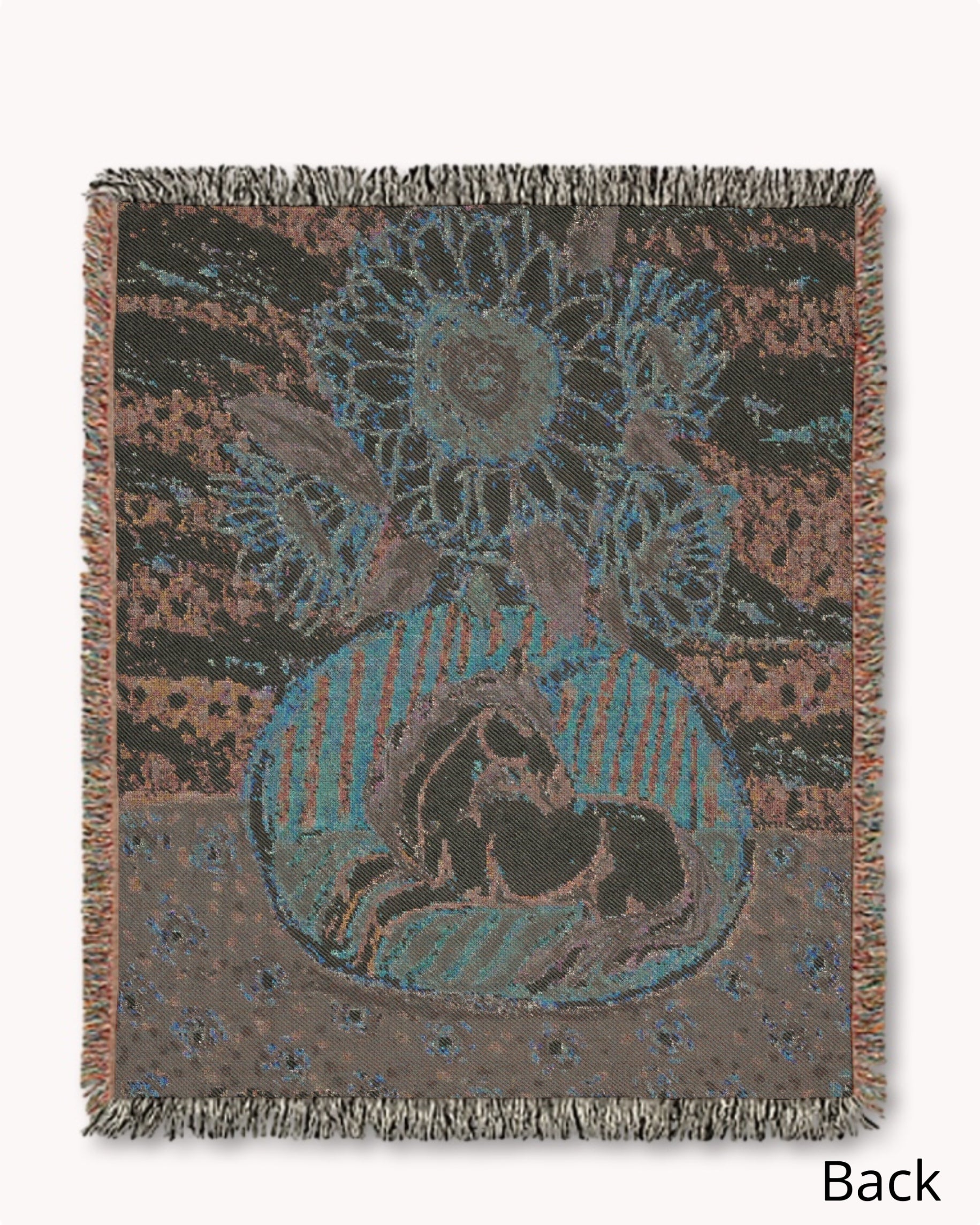 Dawn To Dusk Unicorn Sunflower Vase Woven Blanket