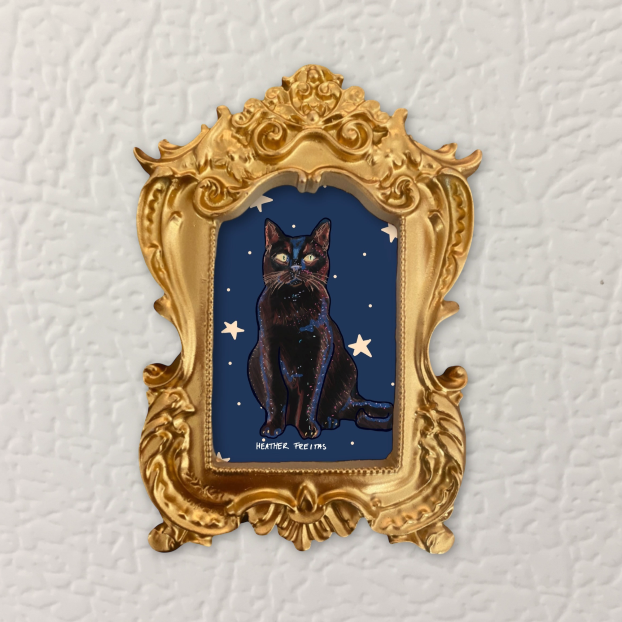 Black Cat Framed Small Magnet