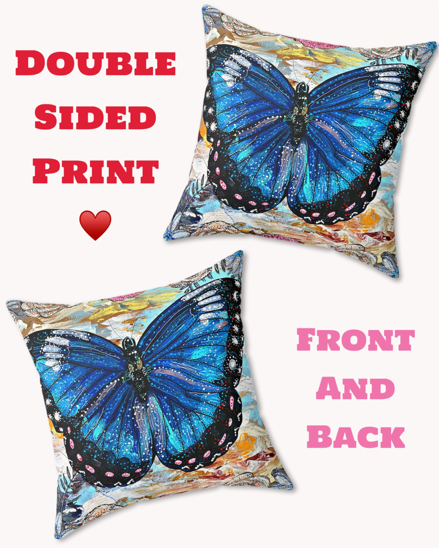 Sky Diamond Butterfly Decorative Faux Suede Throw Pillow