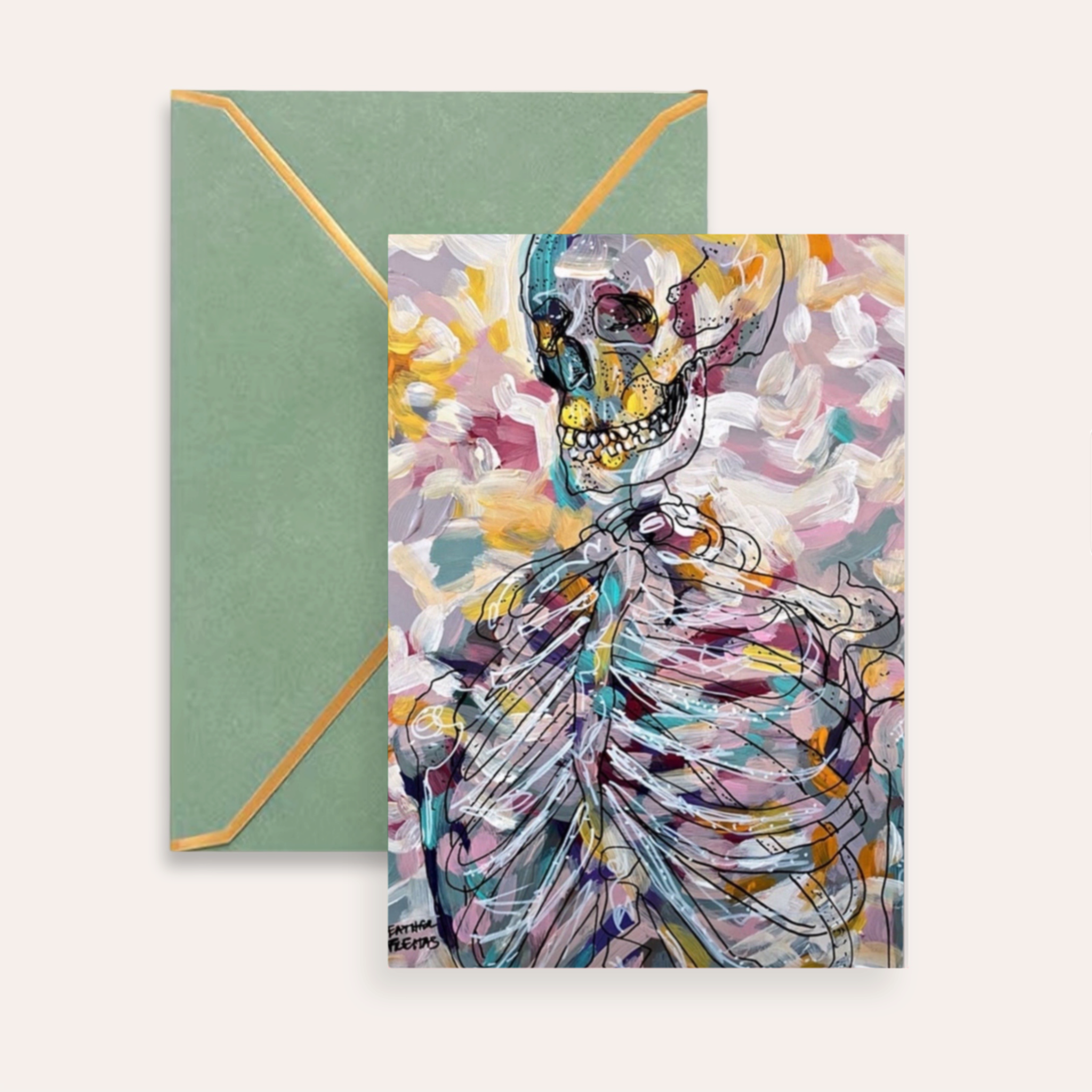 Pastel Skeleton Fine Art Greeting Card