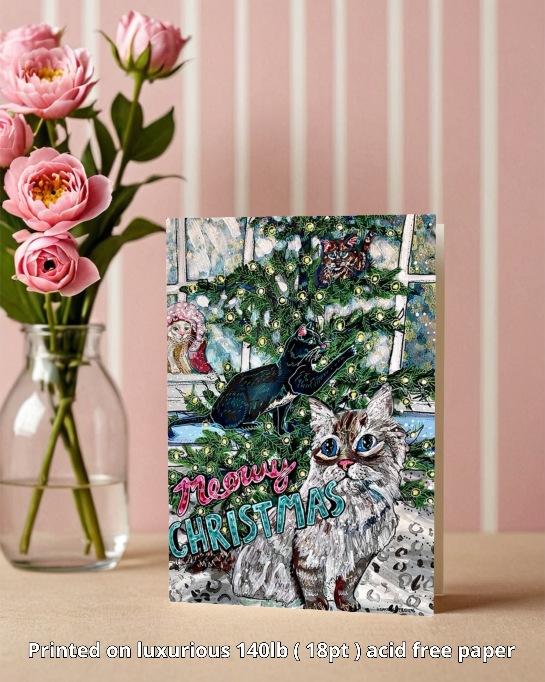 Meowy Christmas - Greeting Card / Fine Art Print