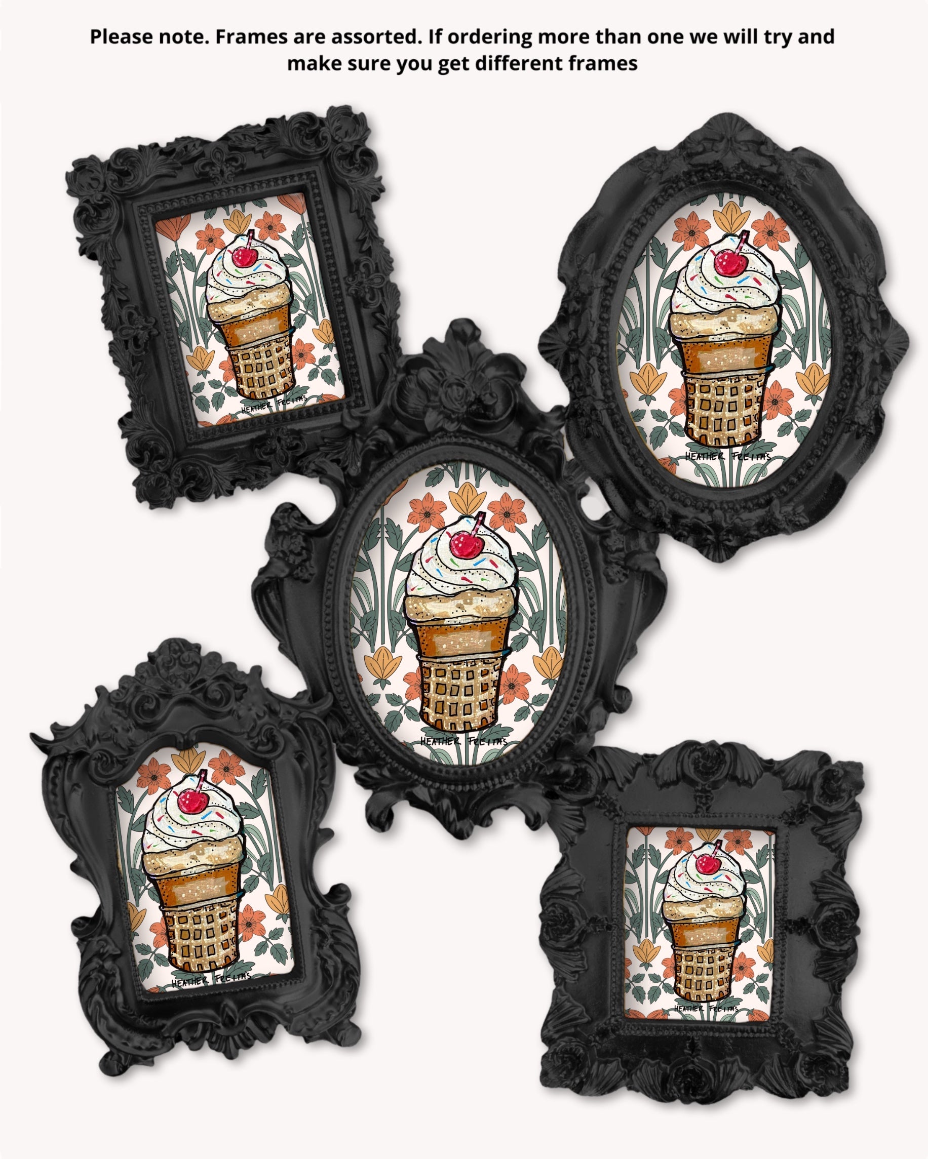Vanilla Ice Cream Cone - Mini framed print