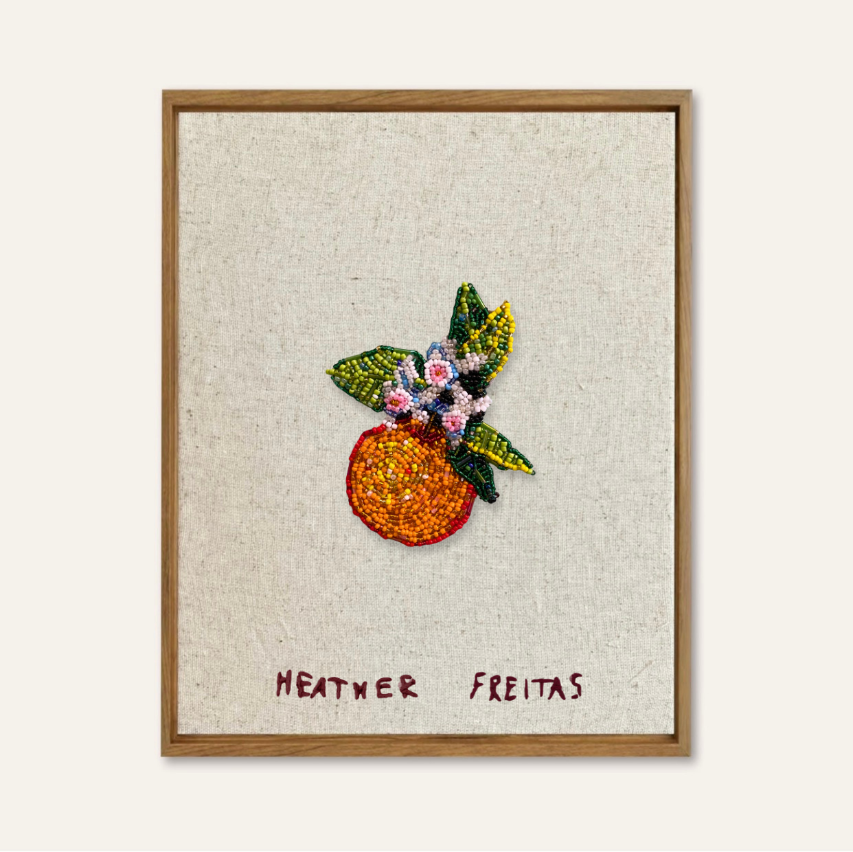 Orange Blossom Beaded Wall Art