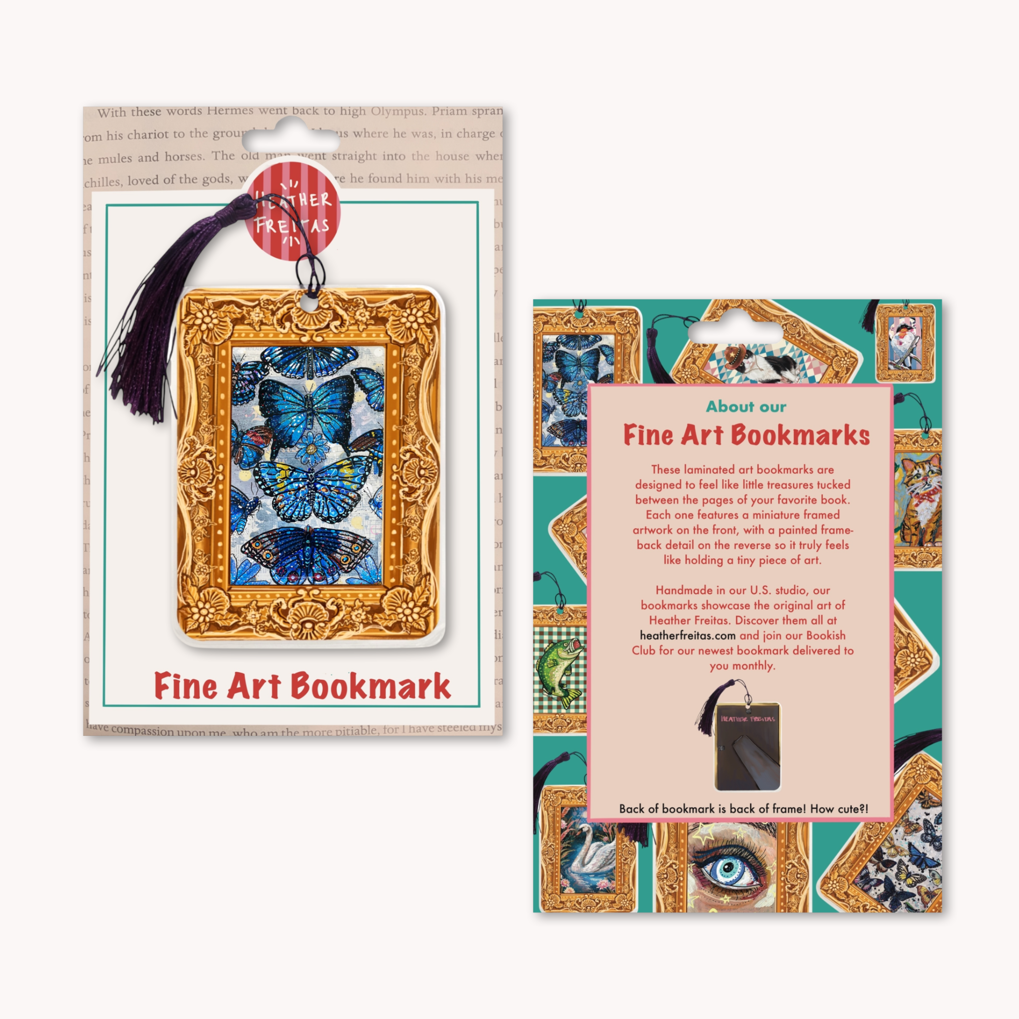 Blue Butterflies Fine Art Painting Bookmark