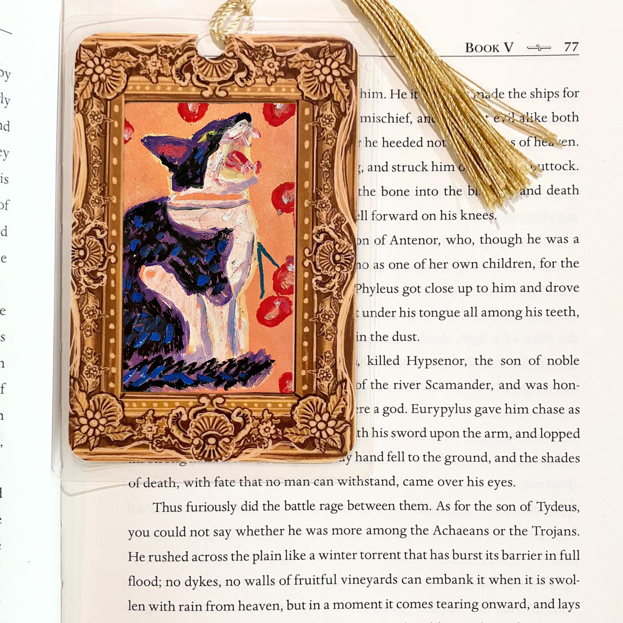 Cherry Cat Fine Art Painting Bookmark