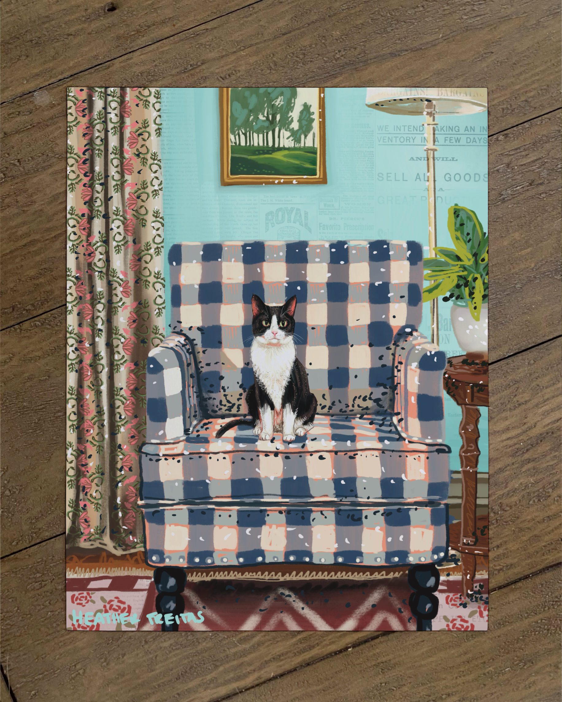 Tuxedo Cat - Build Your Pet Portrait Paper Print