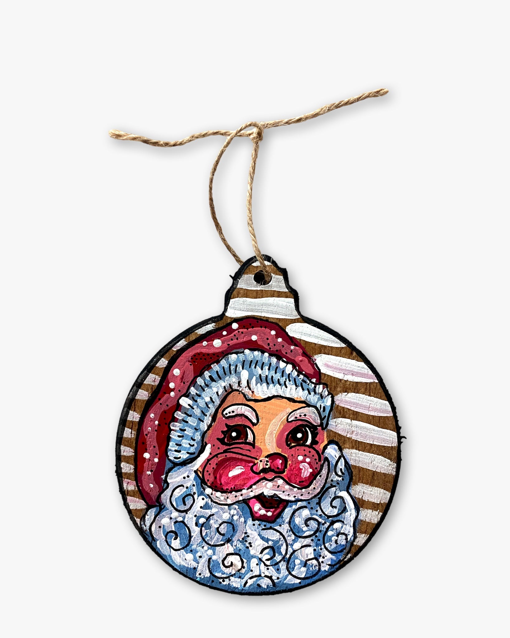 Wood Santa Hand Painted Ornament