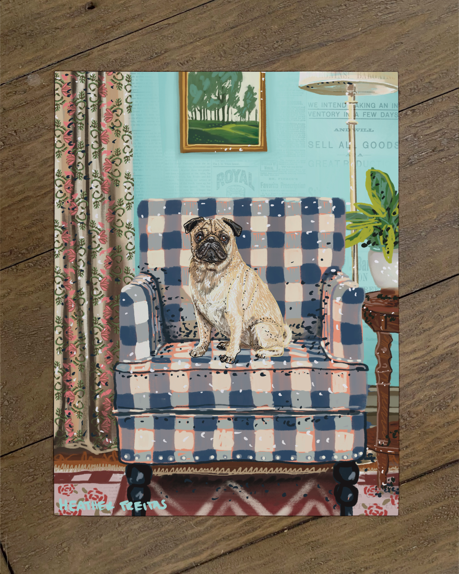 Pug - Build Your Own Pet Portrait Paper Print