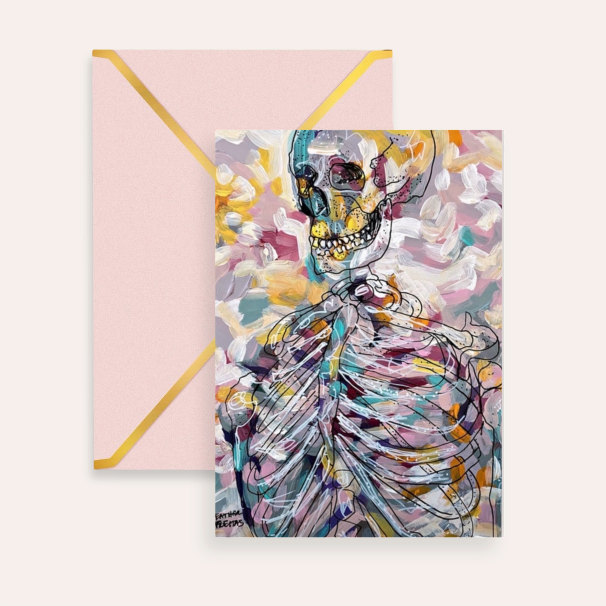 Pastel Skeleton Fine Art Greeting Card
