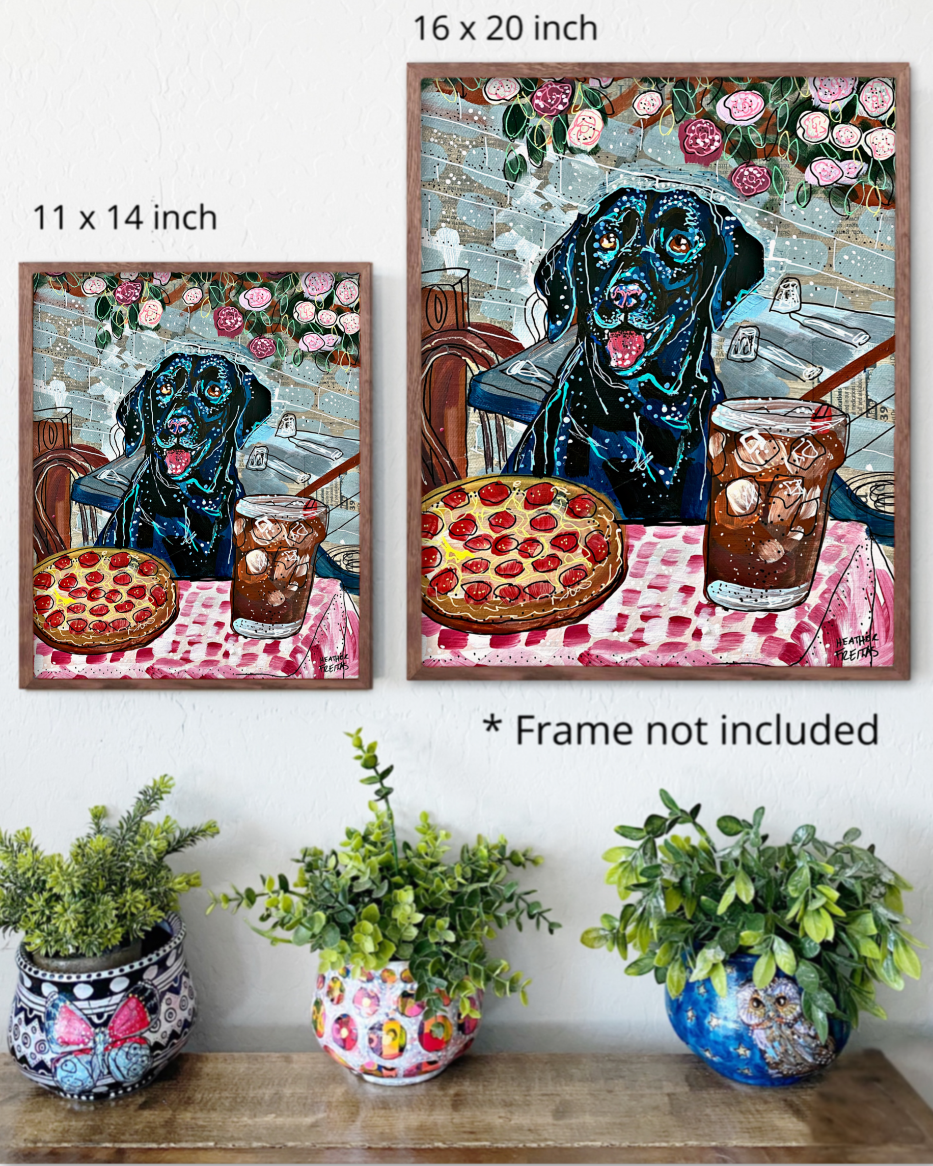 Black Labrador At Pizza Restaurant Print