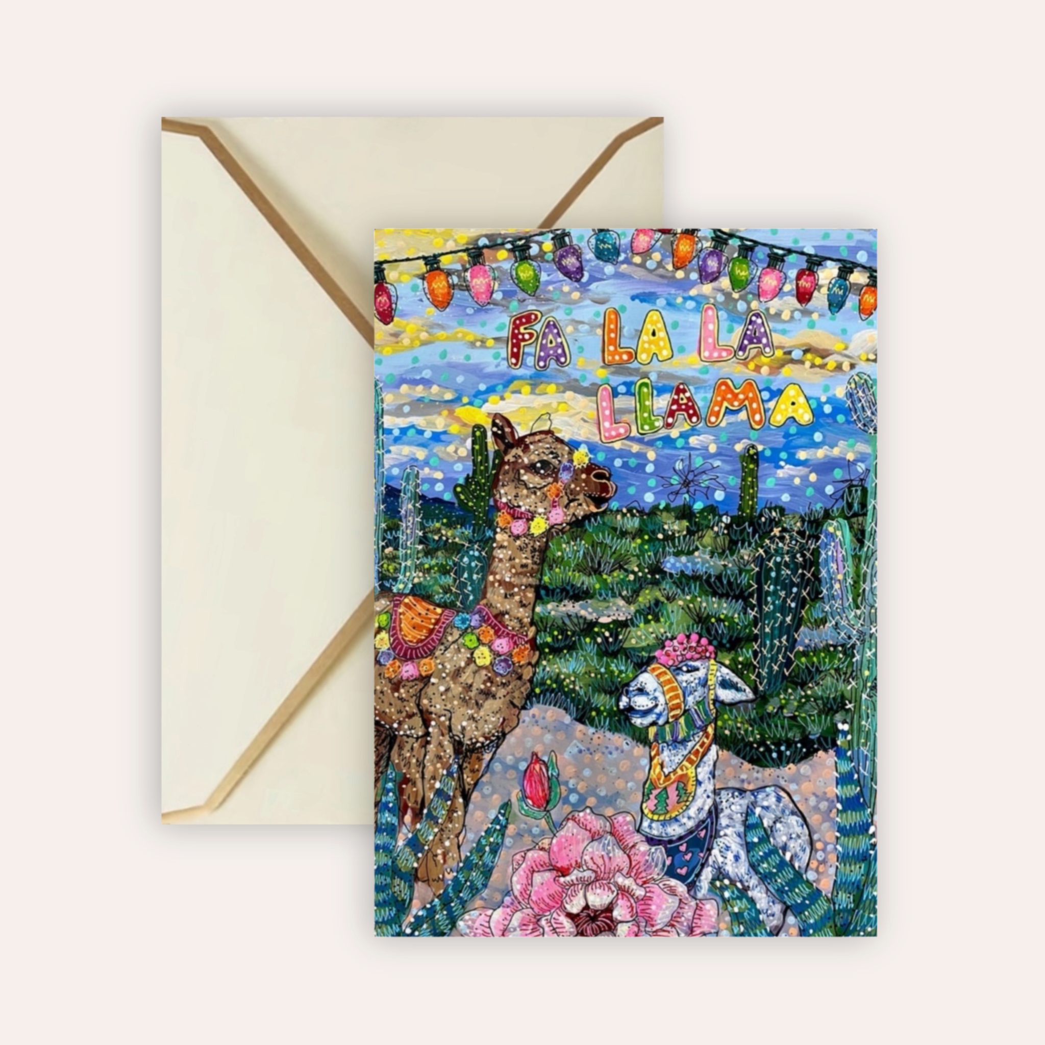 Fa La La Llama Fine Art Greeting Card