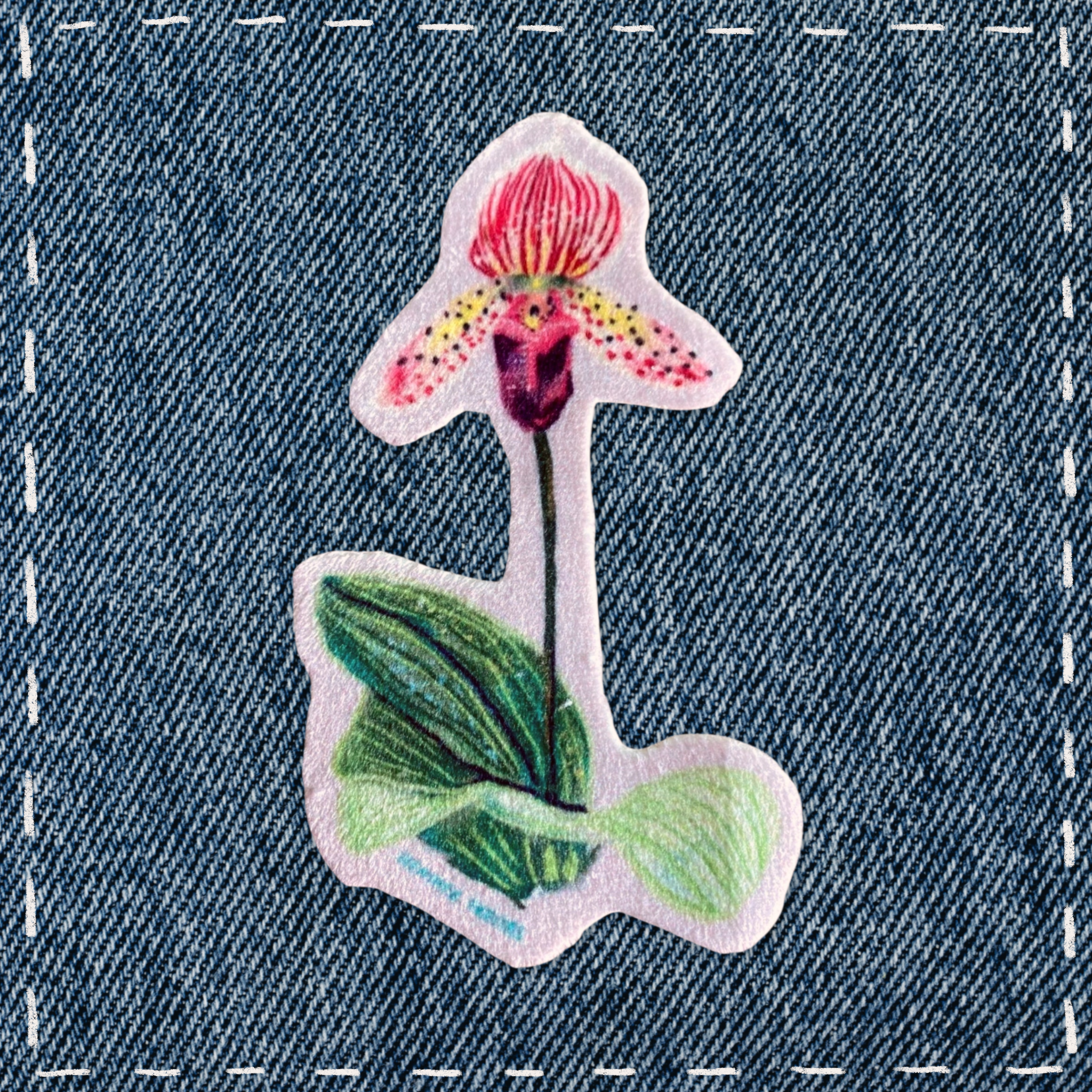 Lady Slipper Flower - Sew On Velveteen Patch