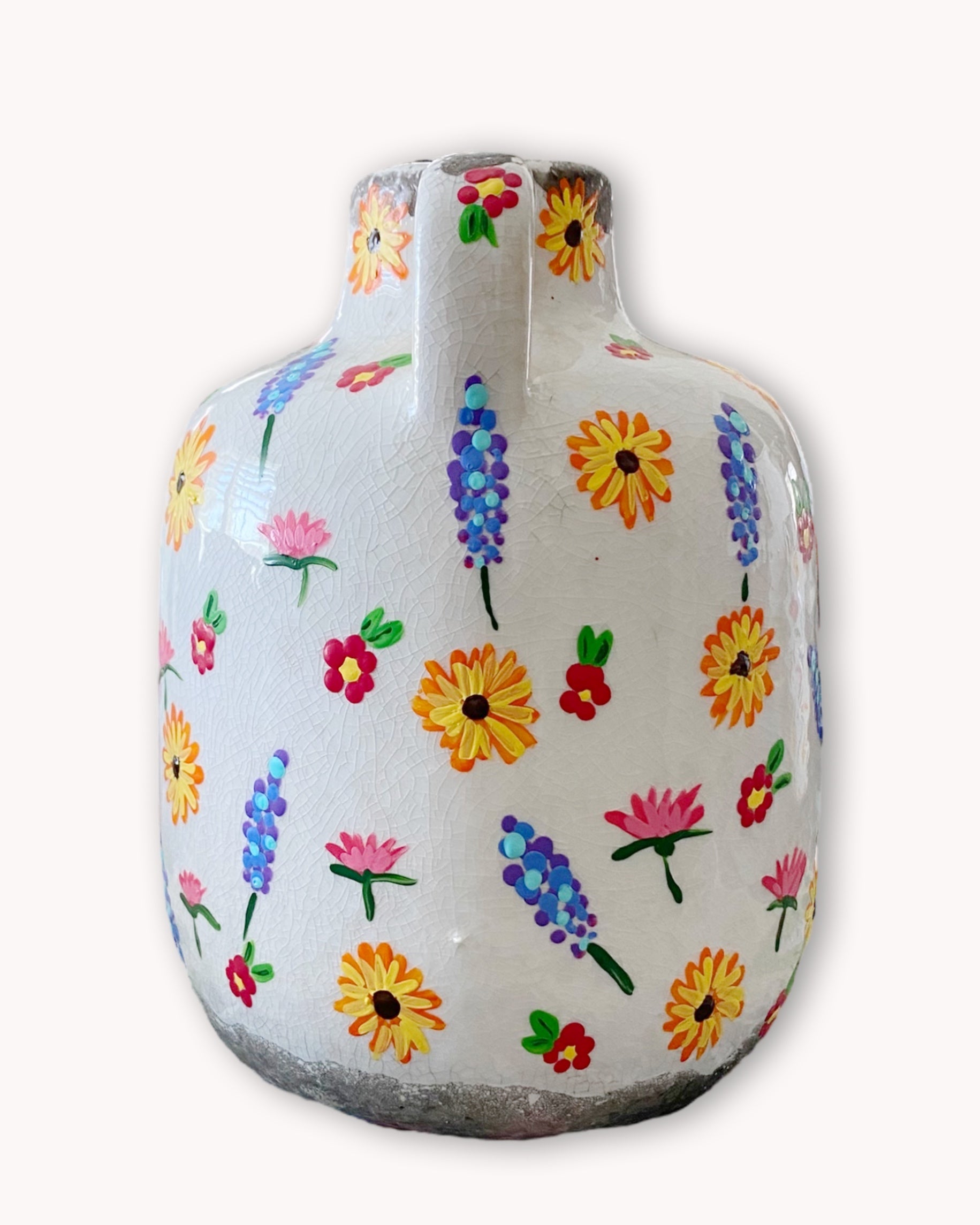 Field Of Flowers Lilac Hand Painted Dry Vase