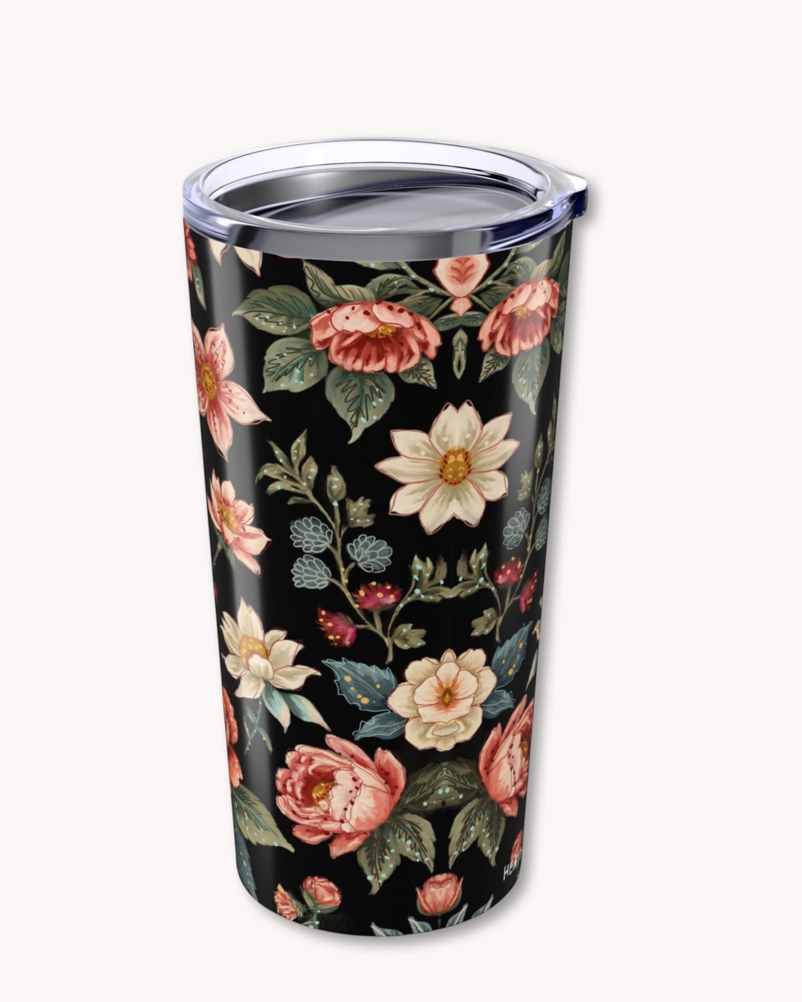 Black Vintage Flowers 20oz Tumbler