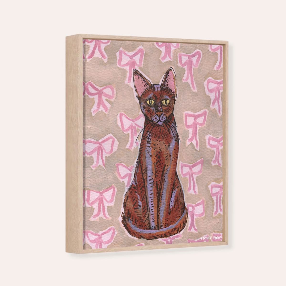 Havana Brown Cat Framed Fine Art Canvas Print