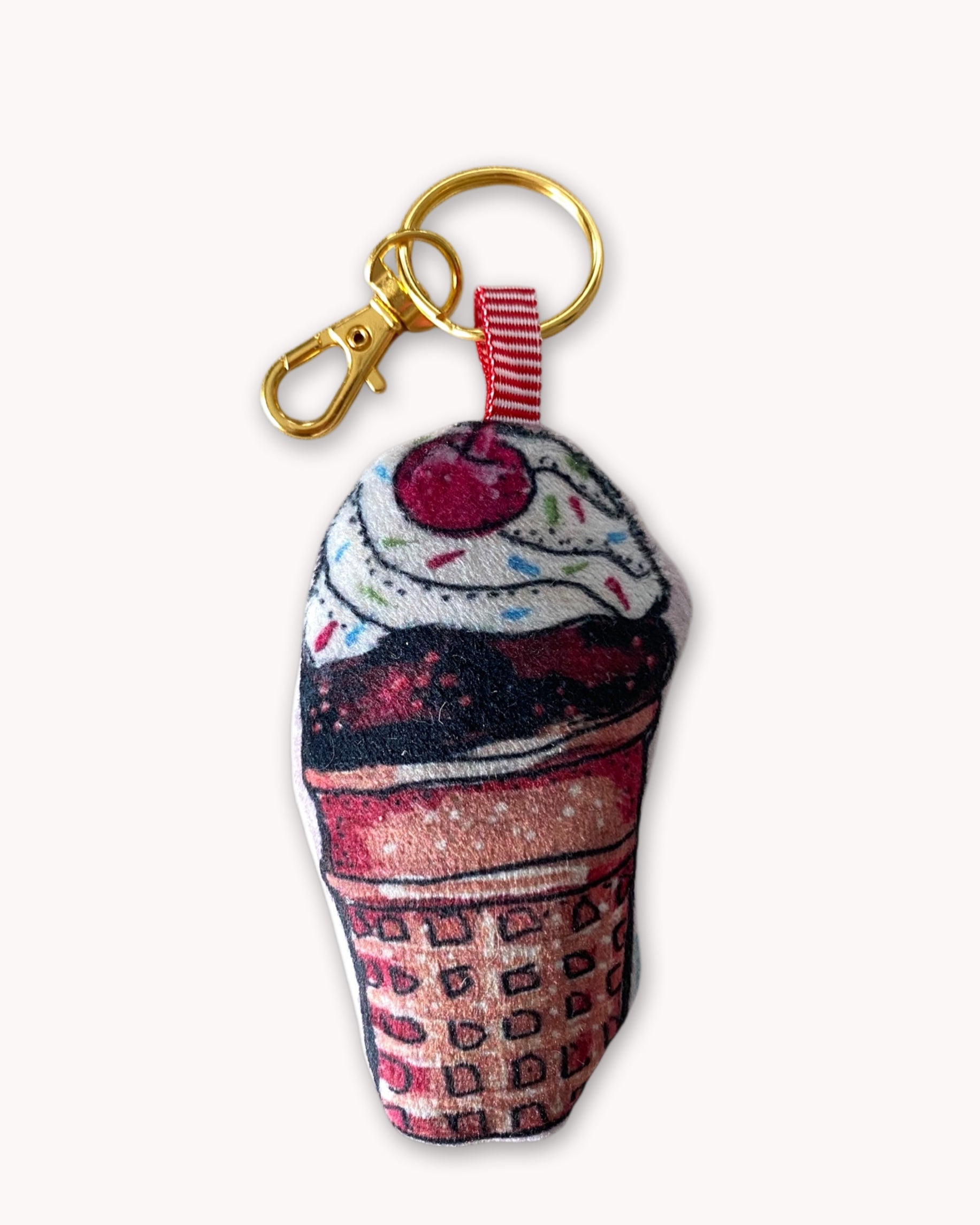 Chocolate Ice cream Cone Faux Suede Plush Purse Charm