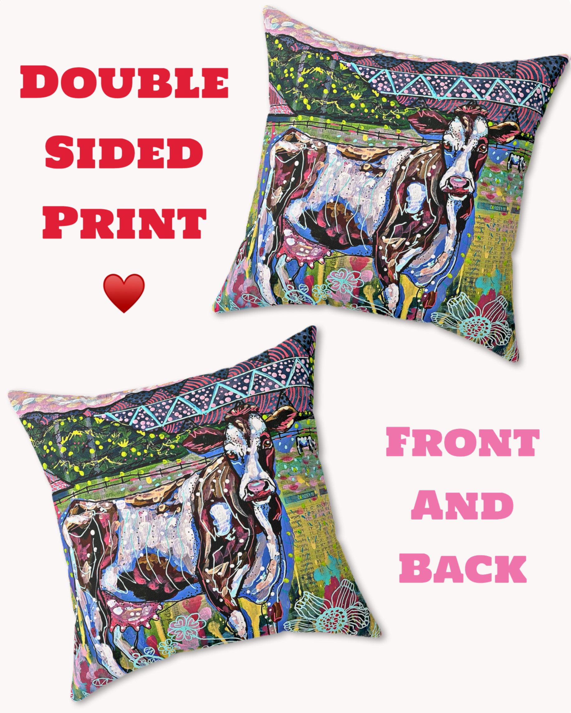 Cows On The Farm Decorative Faux Suede Throw Pillow