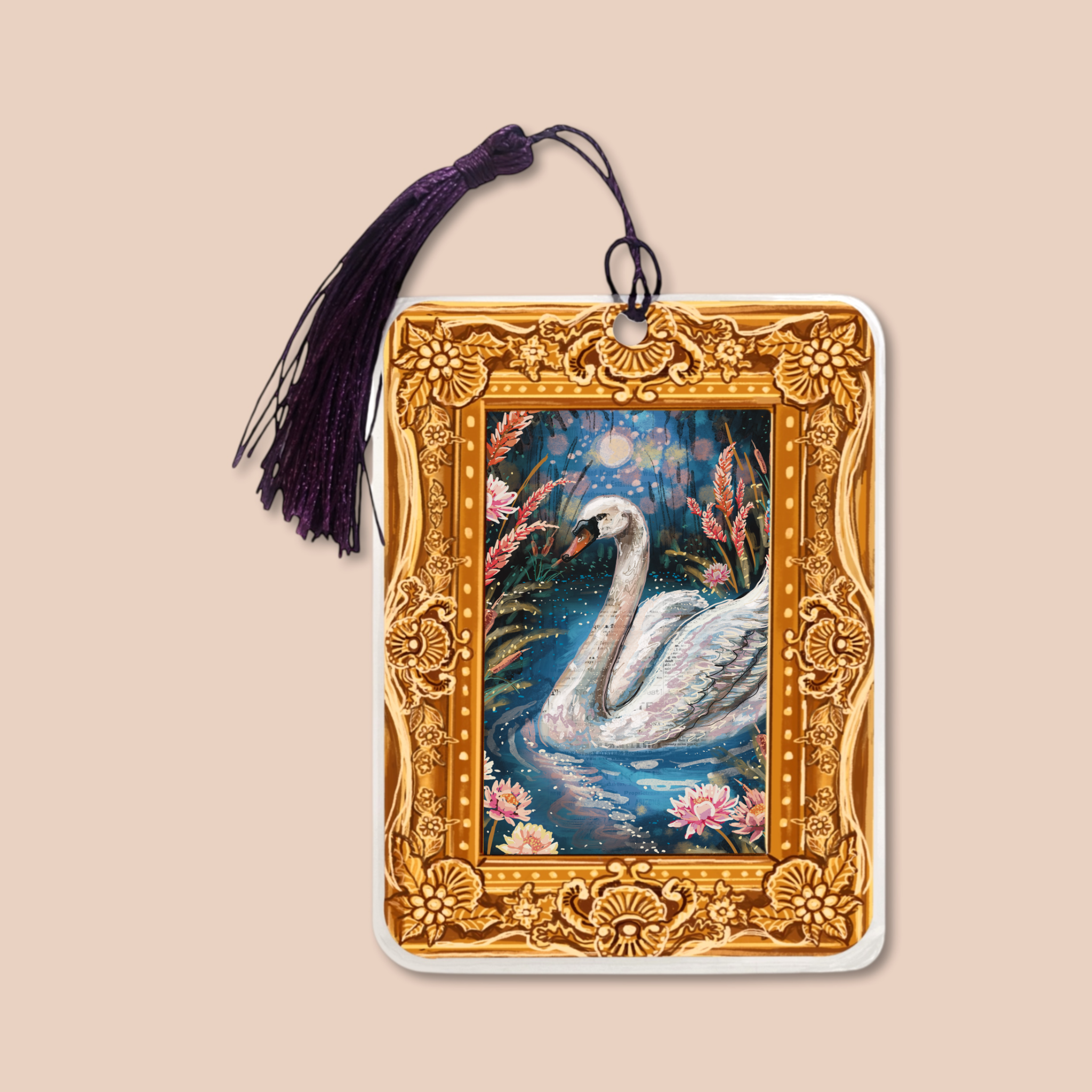 Serenity Swan Fine Art Painting Bookmark