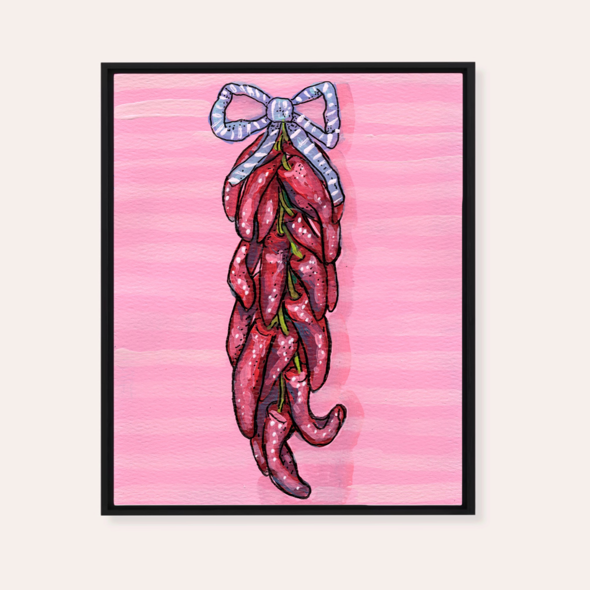 Dried Chili's Framed Fine Art Canvas Print