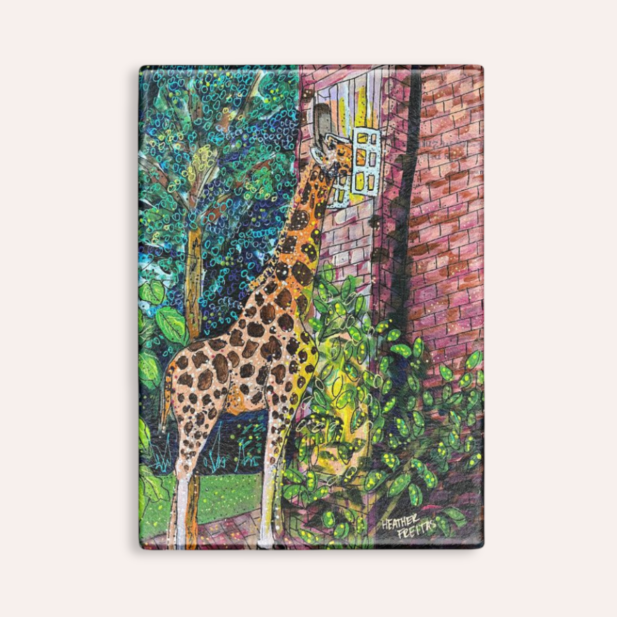 Twilight Snack Giraffe Glass Chopping Board Trivet