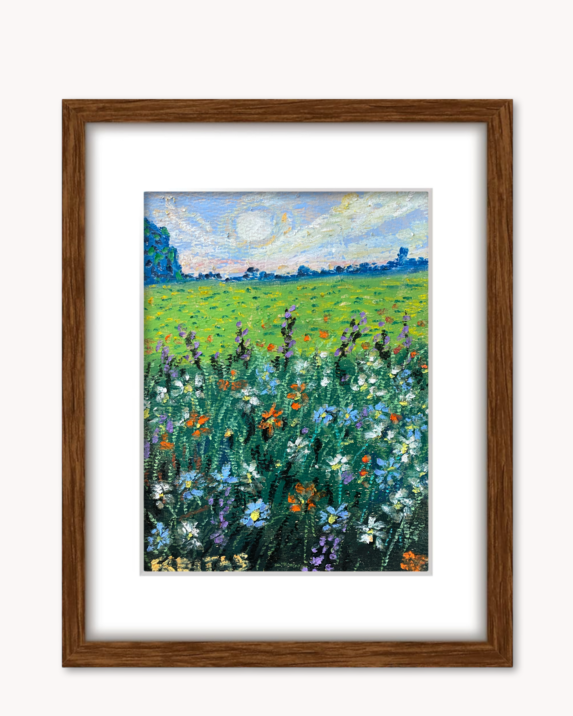 Beyond The Forest ( Framed Original Oil Pastel Art )