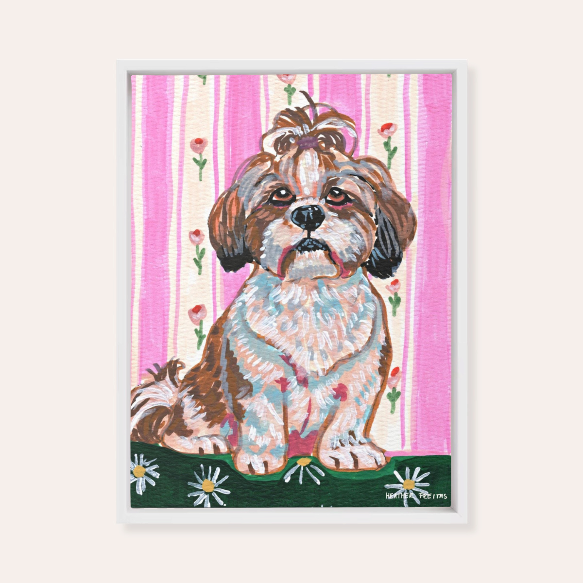 Shih Tzu Dog Framed Fine Art Canvas Print