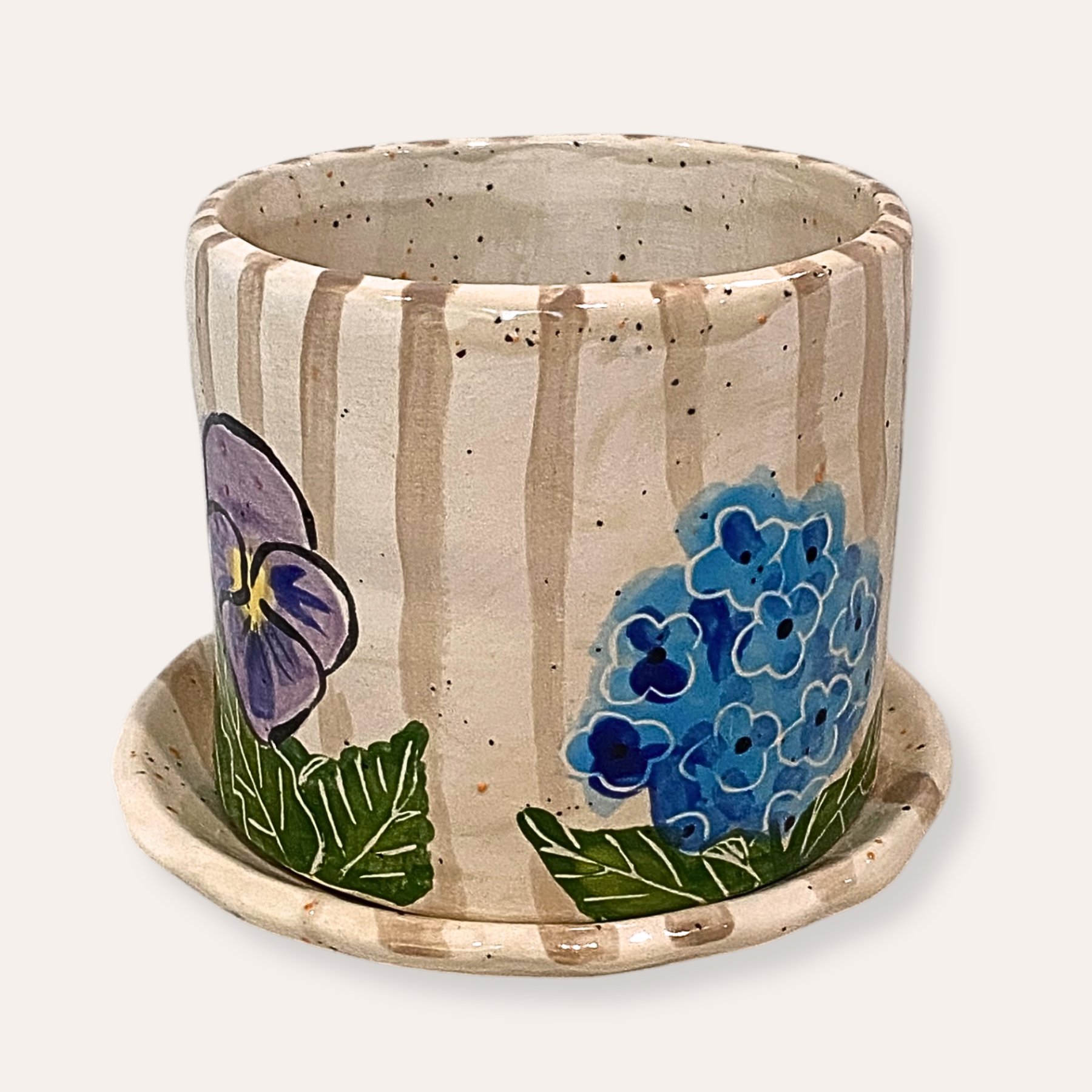 Flowers Hand Painted Ceramic 4 inch Planter