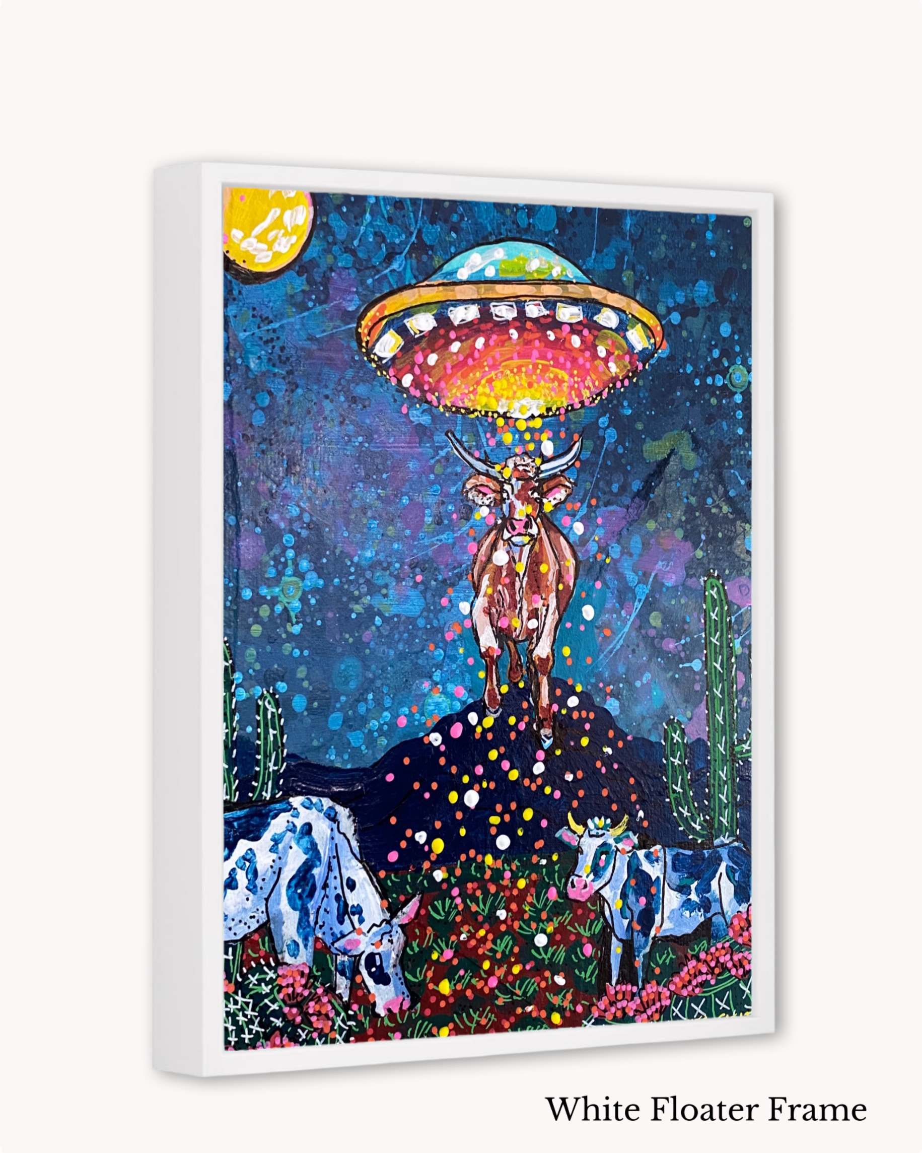 Desert Cow UFO Abduction ( Original Painting )