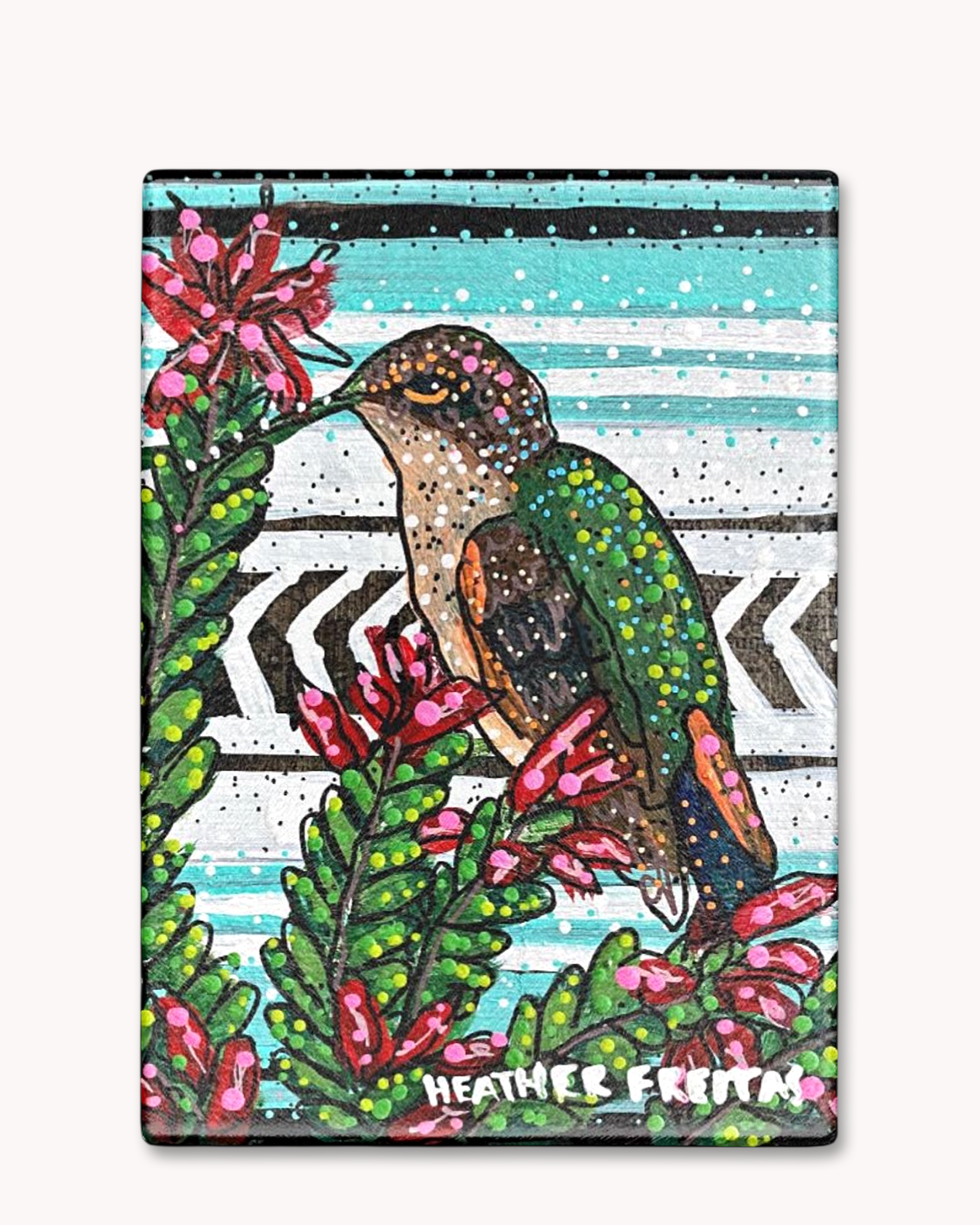 Ocotillo Hummingbird Glass Cutting Board Trivet