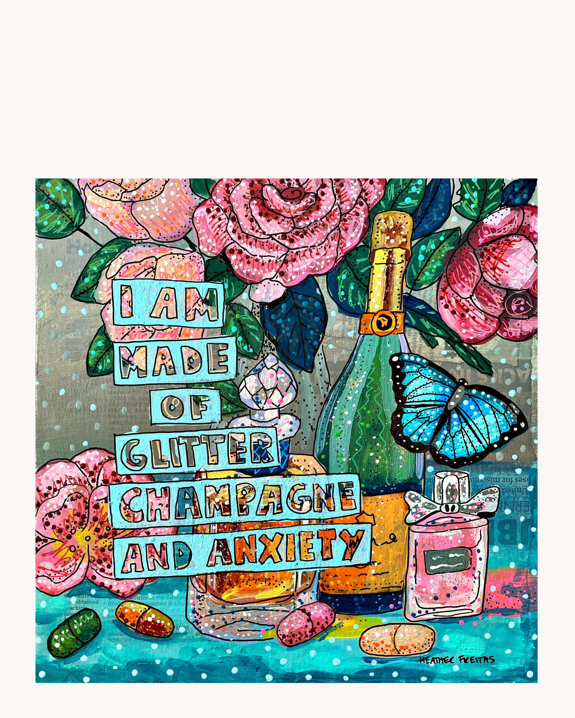 Glitter, Champagne & Anxiety Acrylic Tray