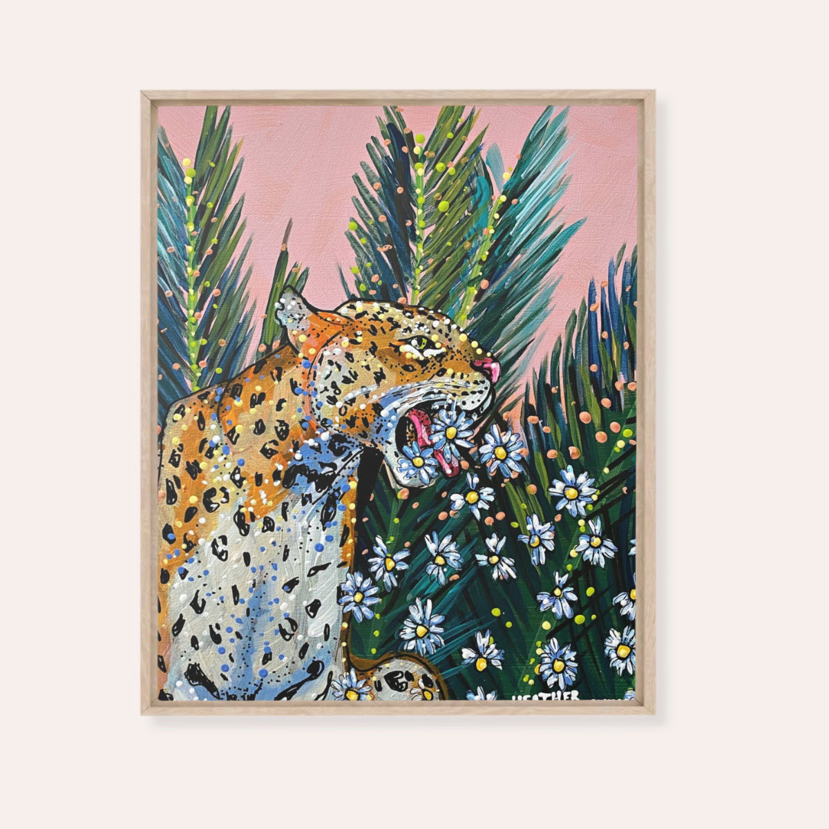 Jaguar Dasiy Framed Fine Art Canvas Print