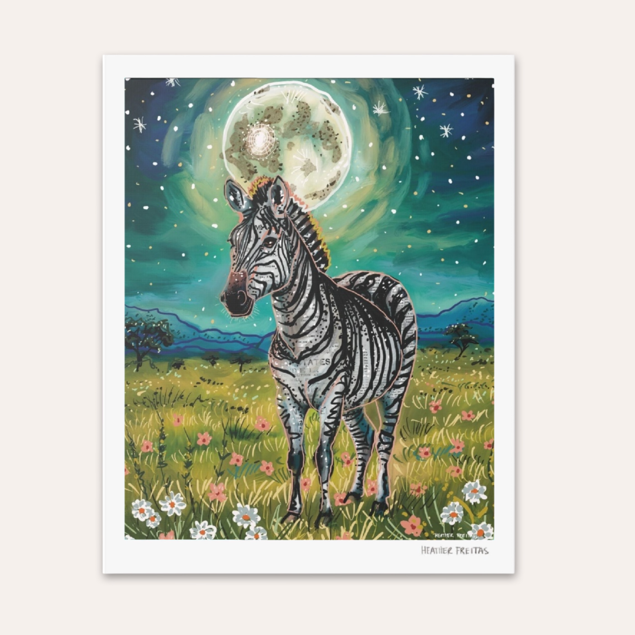 Floral Zebra Fine Art Print