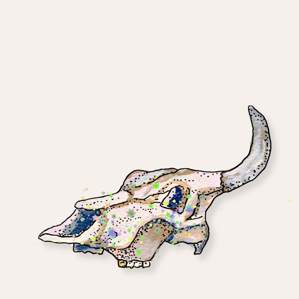 Resting Cow Skull Sticker