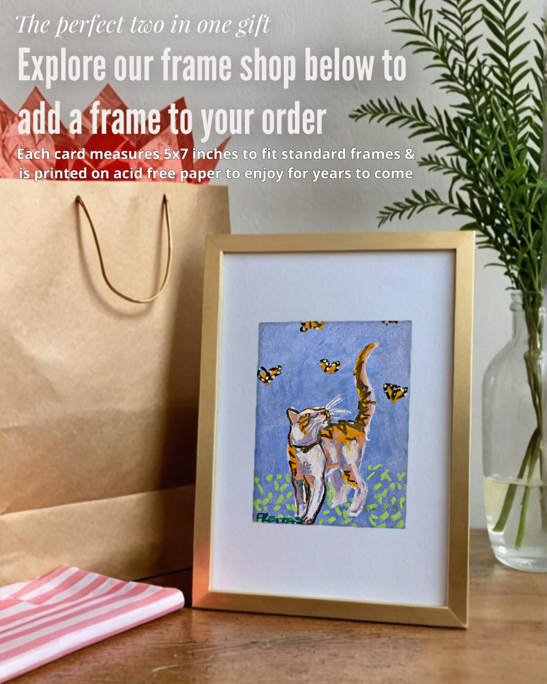 Tabby Cat & Monarch - Greeting Card / Fine Art Print