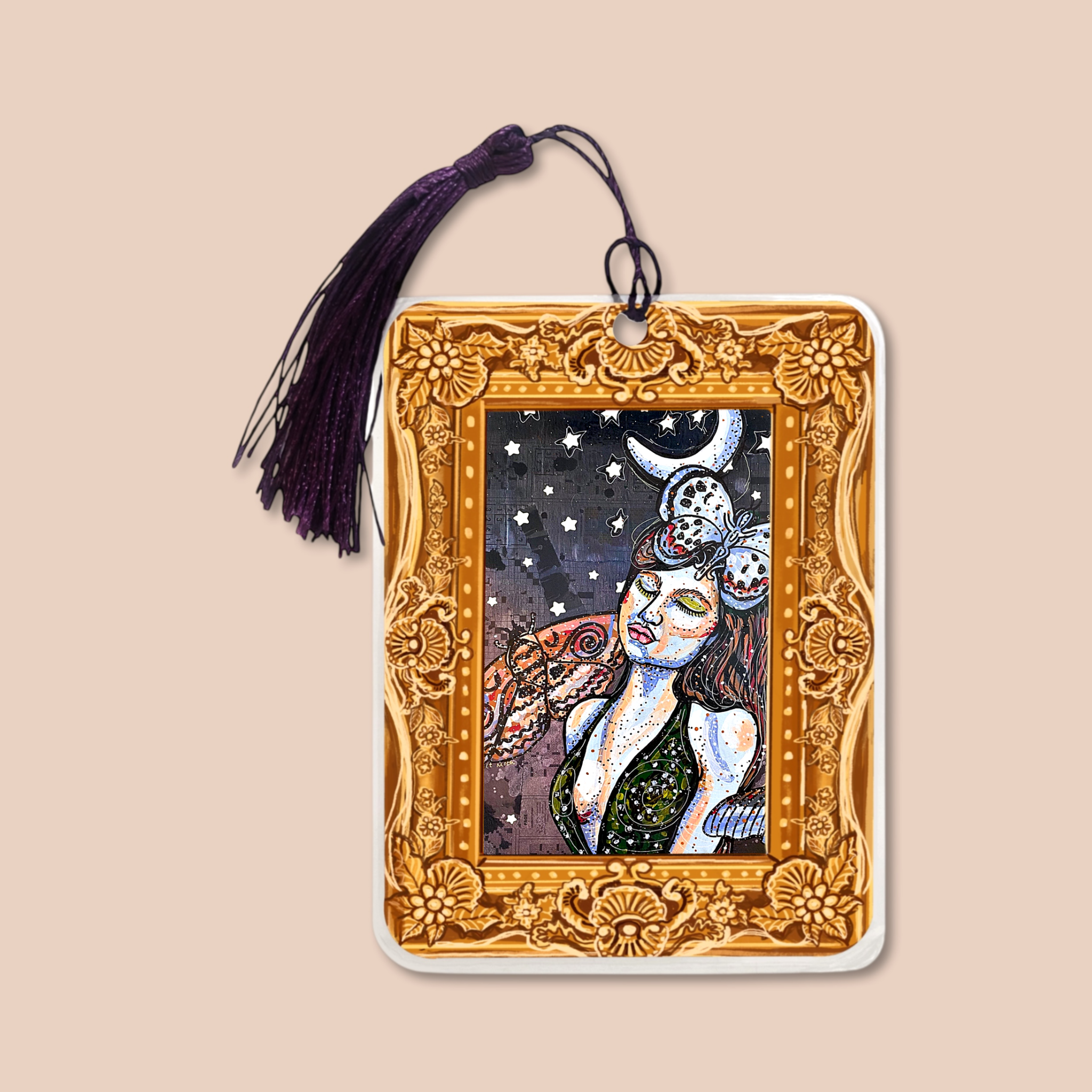 Moon Tides & Moth Flies Fine Art Painting Bookmark