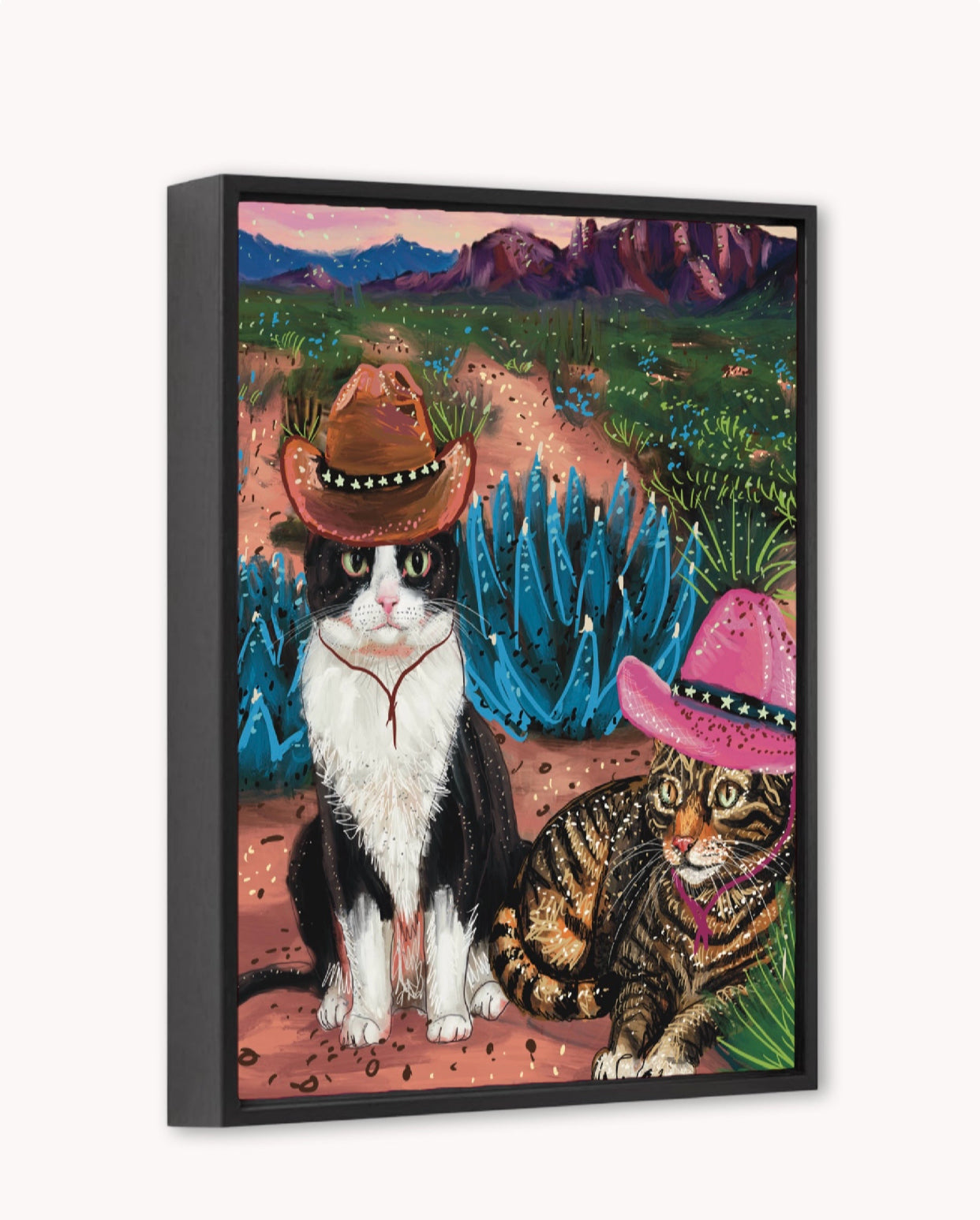 Cowboy Cats Framed Canvas Print