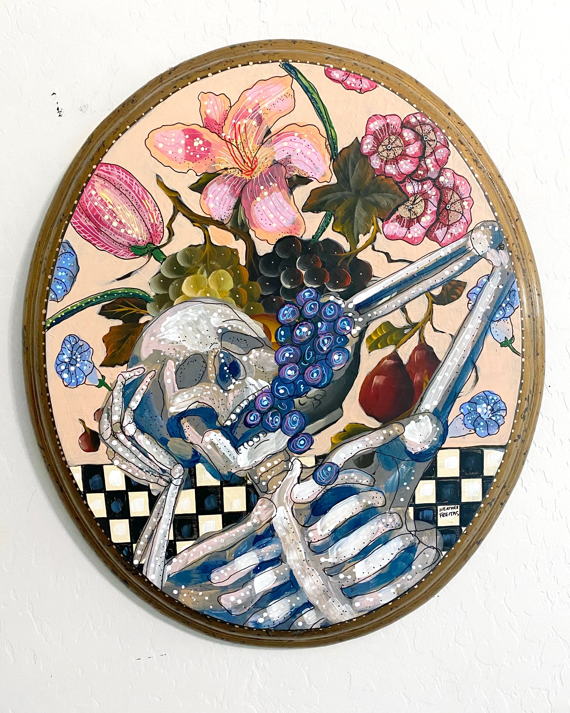 Wine & Dine ( Original Painting - Painted Thrifted Painting )