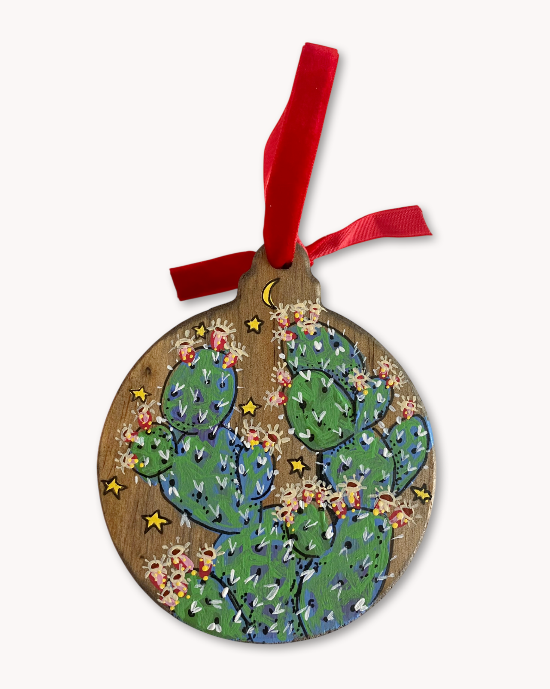 Cactus & Stars Hand Painted Ornament