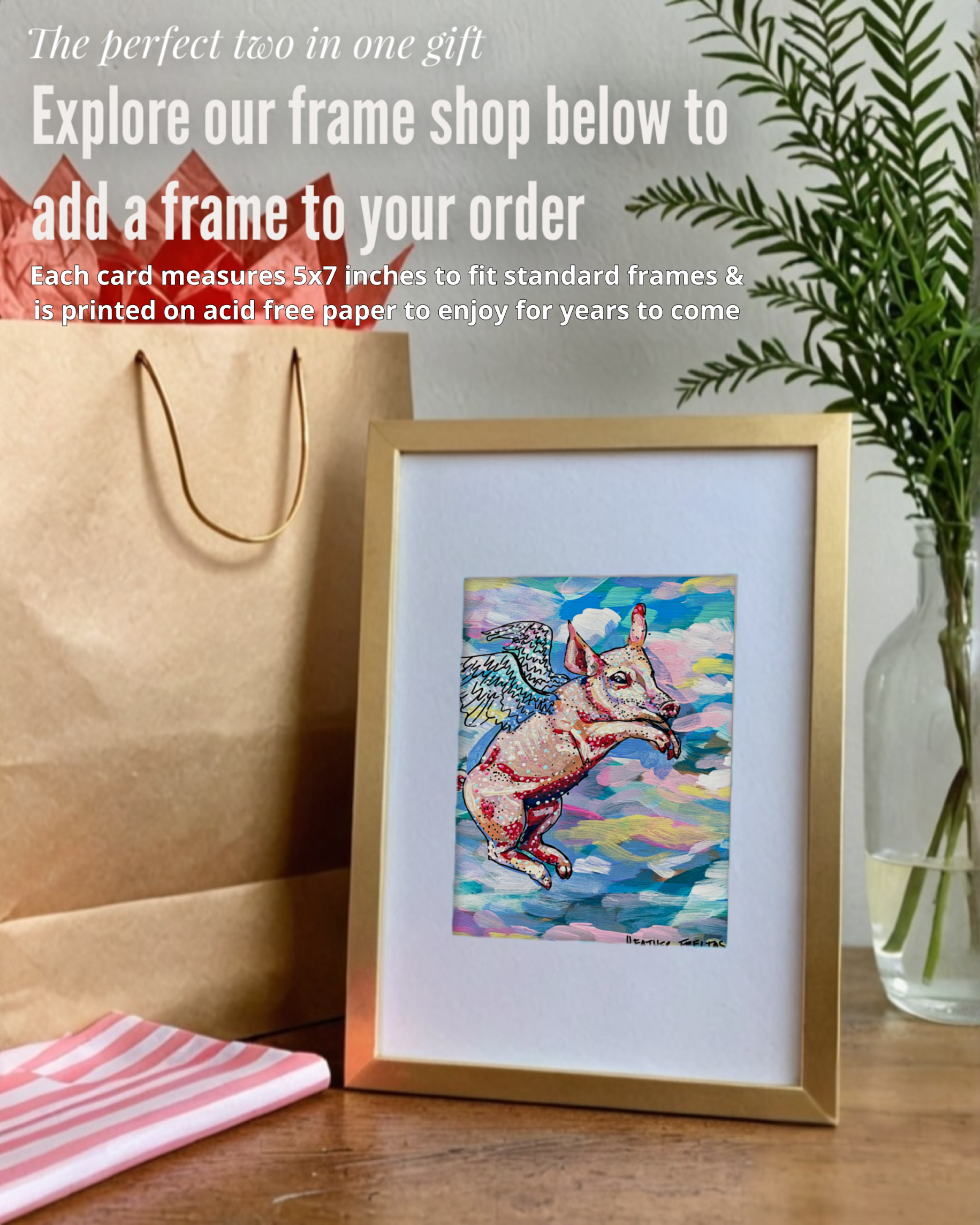 Pastel Flying Pig - Greeting Card / Fine Art Print