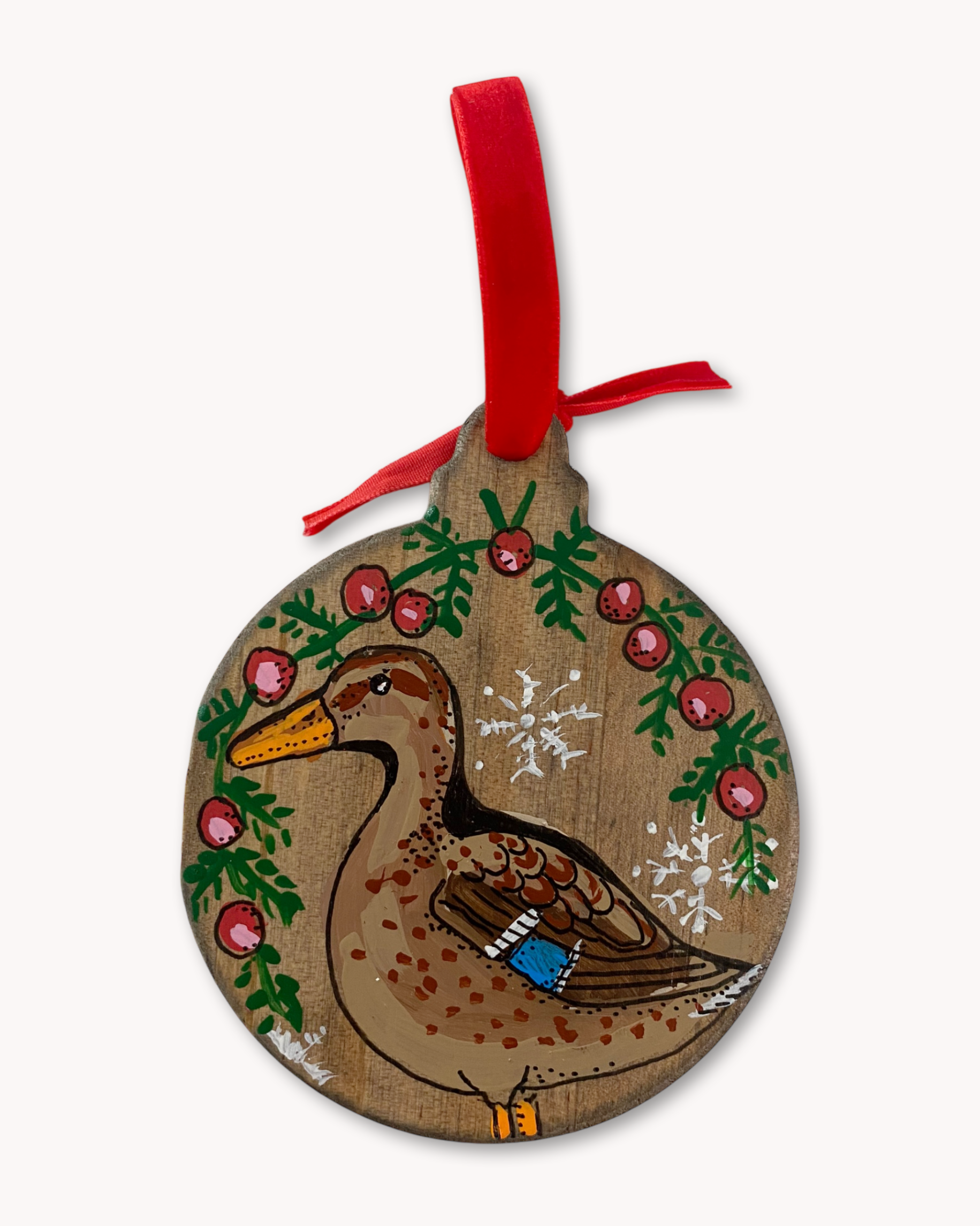 Lady Duck Hand Painted Ornament