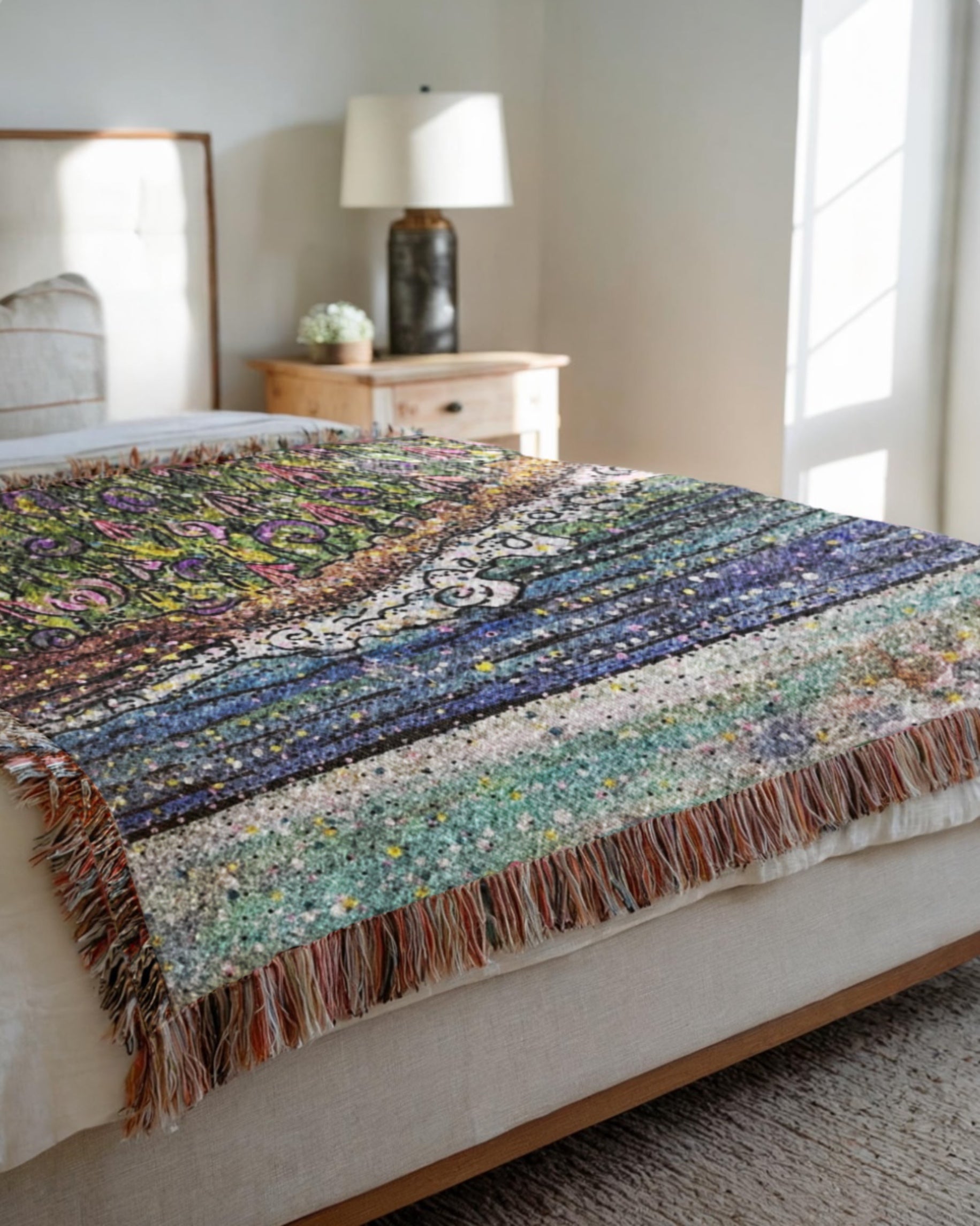 Cotton Candy Tides Woven Blanket Tapestry