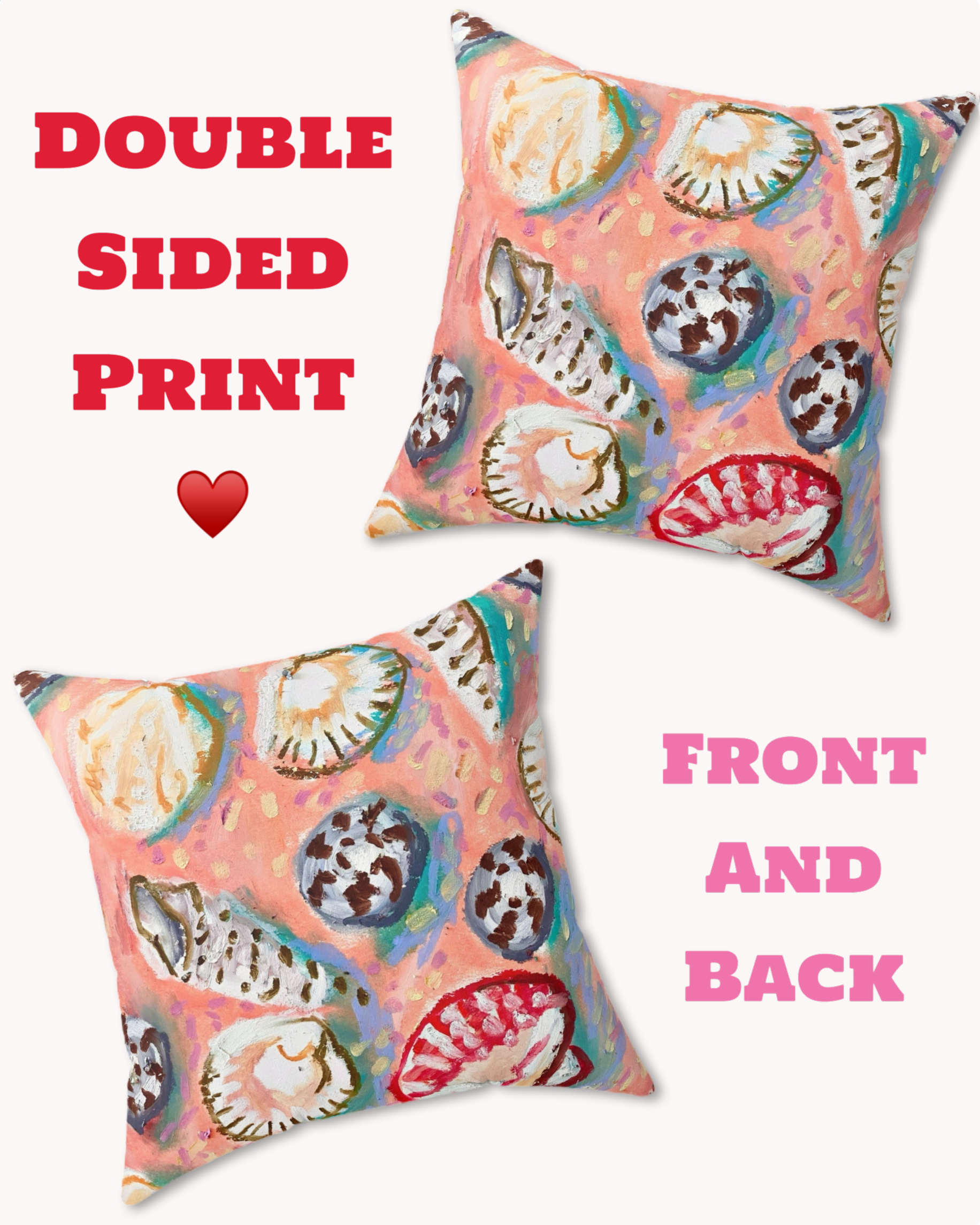 Pink Shells Decorative Faux Suede Throw Pillow